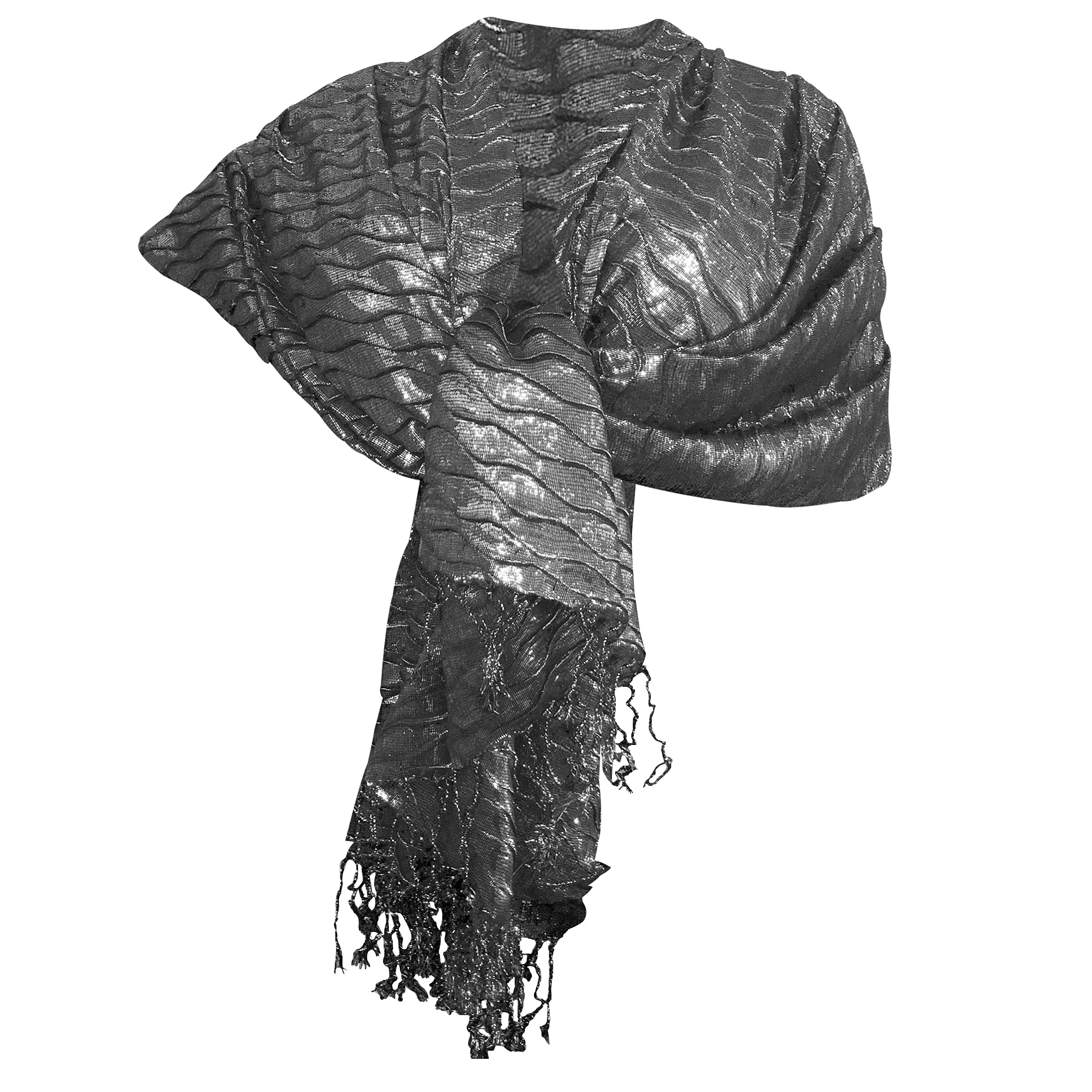 L.T.Preferita Elegante SCIARPA Brillante Luminosa Con Fronzoli Foulard Sciale Donna Coprispalle Stola Cerimonia Crema 117695926