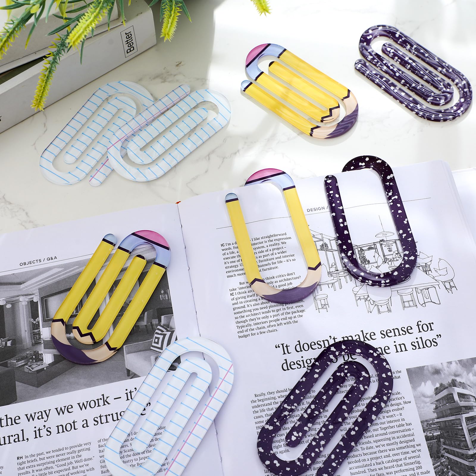 Affrolling Jumbo-Acryl-Büroklammern, Lehrer, Wertschätzungsgeschenk, 10,2 cm, Büroklammer-Lesezeichen-Set für Buchliebhaber, Schulbedarf, 9 Stück