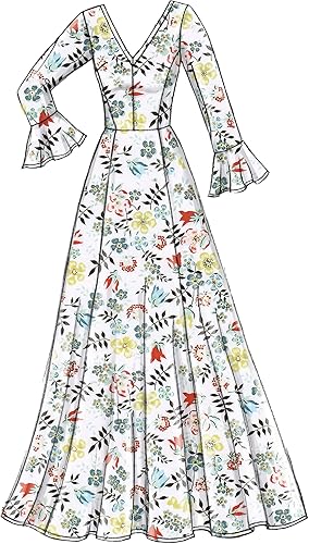 Miniatura 6 de Vogue V9328E5 Easy Women's Flared Sleeve Dress Sewing Patterns, Sizes 14-22, White