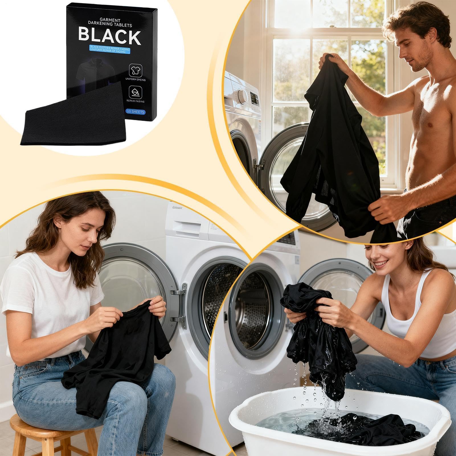 Dye for Clothing, Natural Black Laundry Supplies - 10 sztuk Tekstylnych farb do malowania tkanin | do wełnianej bawełny i jedwabiu i lnu T-shirty jeansowe buty spodnie art & Crafts Detailing Home