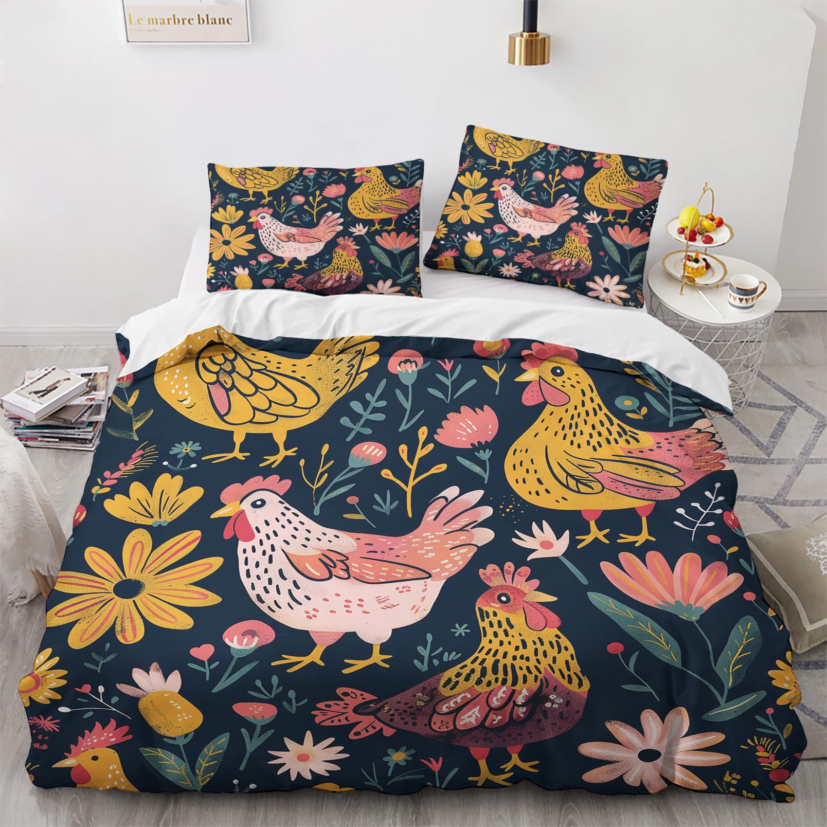 Parures de lit 220x240 adulte en polycoton doux avec impression 3D coq