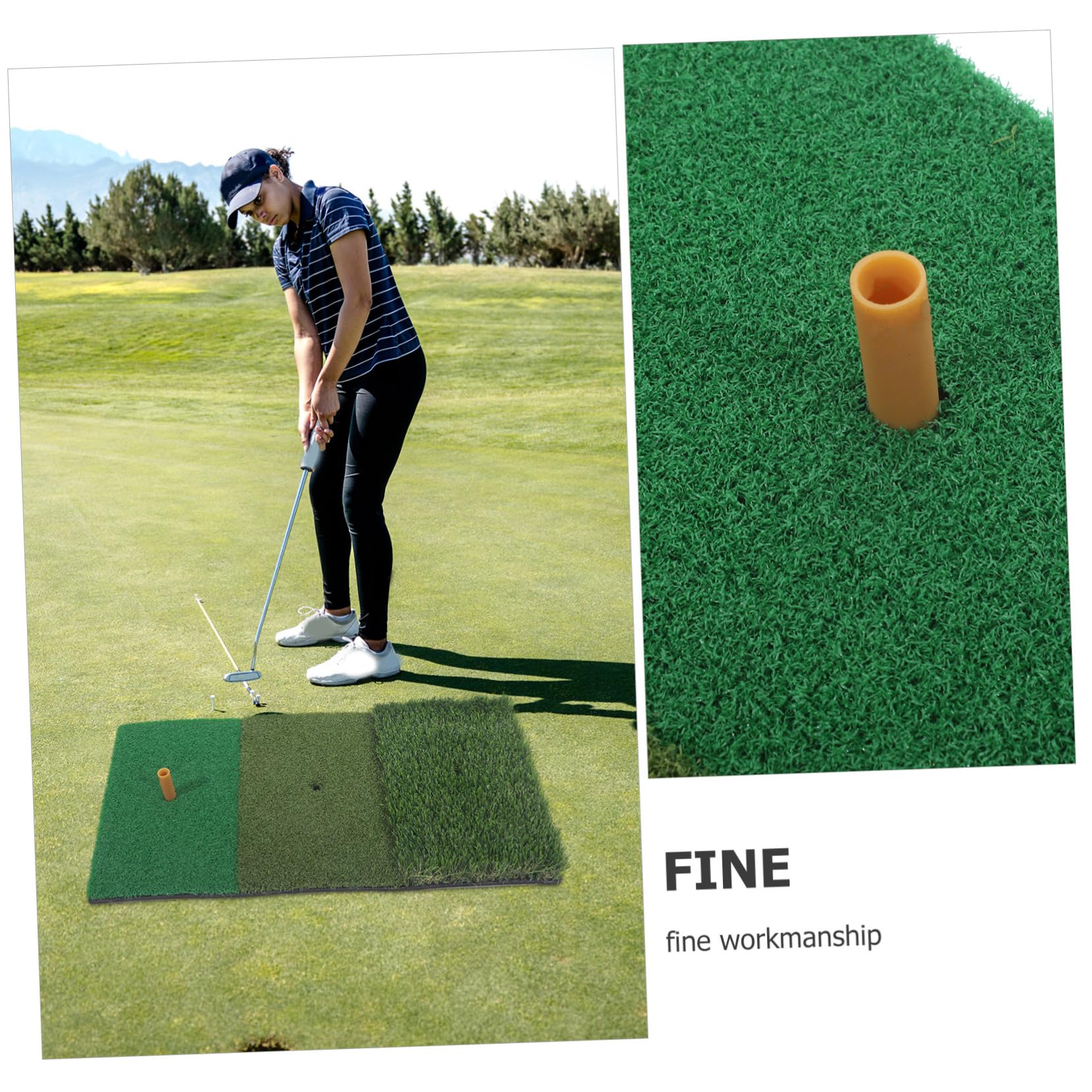 SUPVOX Golf Practice Swing Mat Set Indoor Hitting Training Pad Realistic Triple Turf for Home Golf Practice