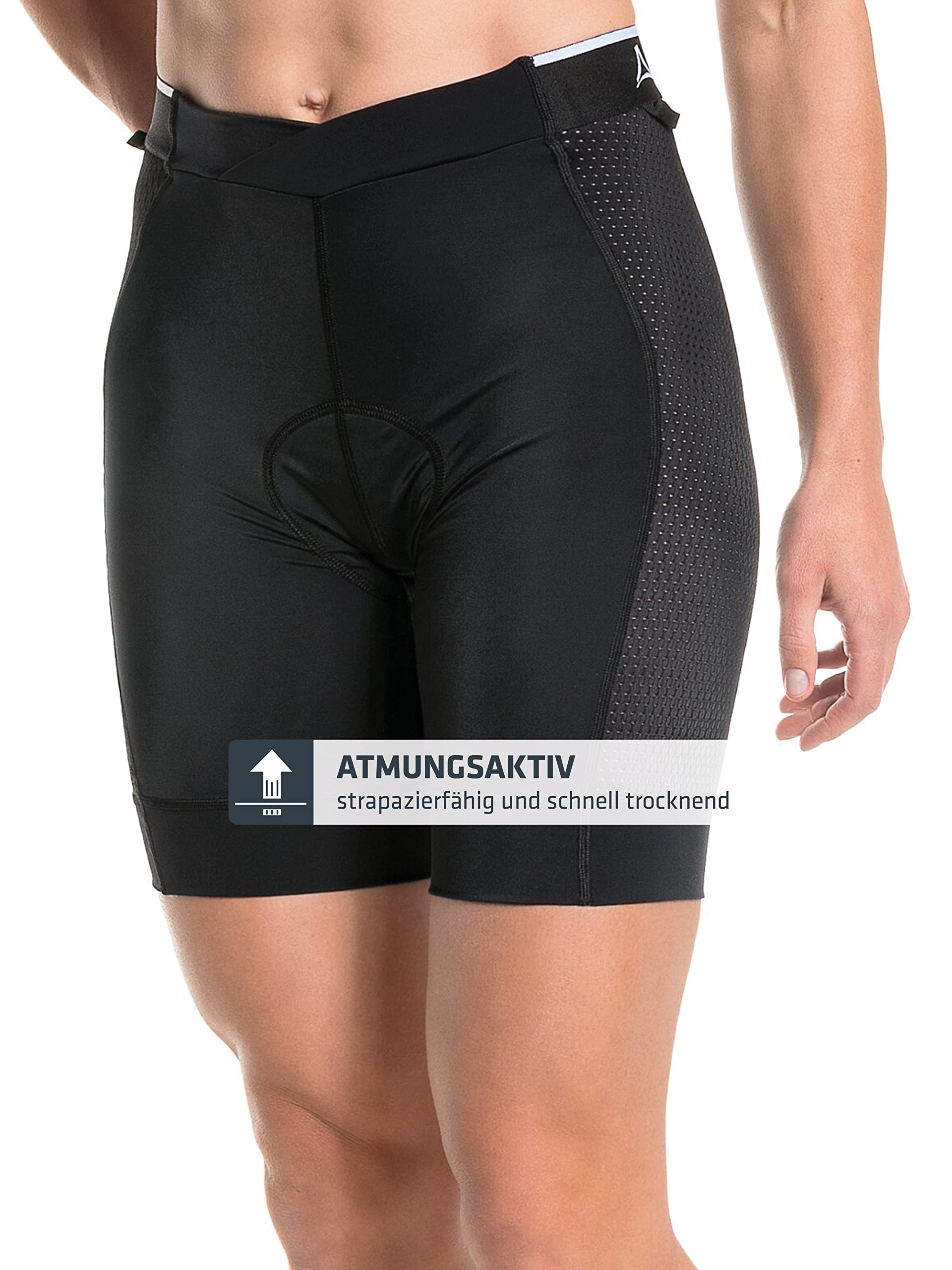 Schöffel Damen atmungsaktive Radhose mit Polster für optimale Performance, Fahrrad Unterhosen mit 4-Wege-Stretch und bakteriostatischer Silbernitrat-Behandlung Skin Pants 4h L