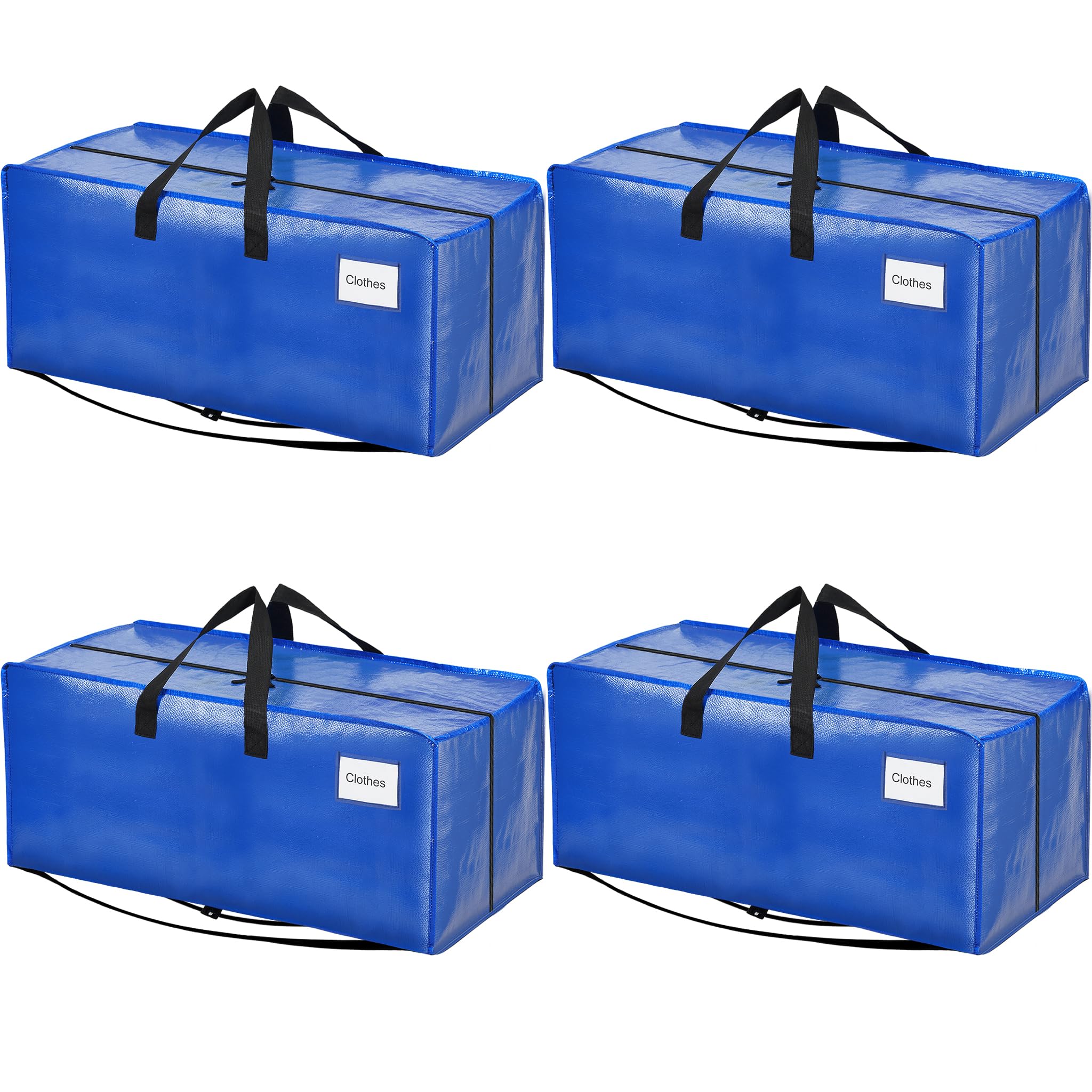 BAGAIL Heavy Duty Moving Bags with Strong Handle, Extra Large Moving Boxes, Storage Tote for Clothes, College Moving Supplies(Light Blue, 4 Pack)