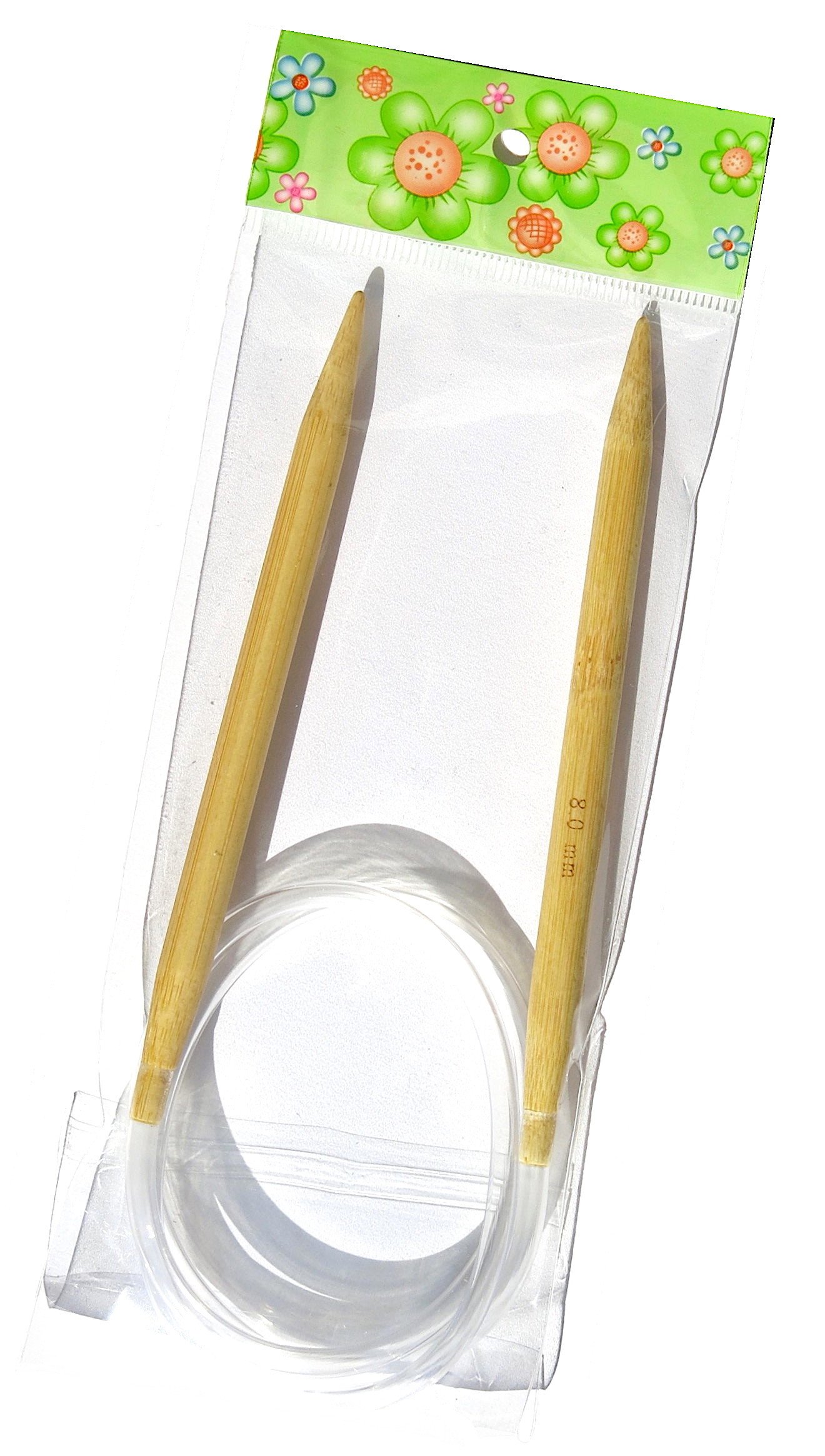 Adf Tm Natural One Pair 32'' (80Cm) X 8Mm Bamboo Circular Knitting Needles