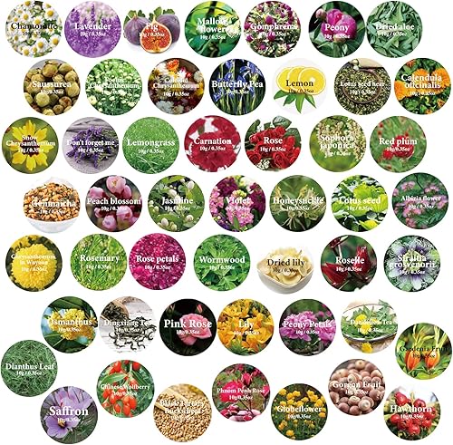 Miniatura 2 de SACATR Flores secas, kit de 50 bolsas de hierbas secas 100% naturales para hacer jabón, velas, fabricación de joyas de resina, baño, uñas, incluye