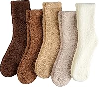 Floconssy Fuzzy Socks for Women: 5/6 Pairs Fluffy Cozy Plush Slipper Socks, Warm Winter Christmas Gifts for Sleeping & Home