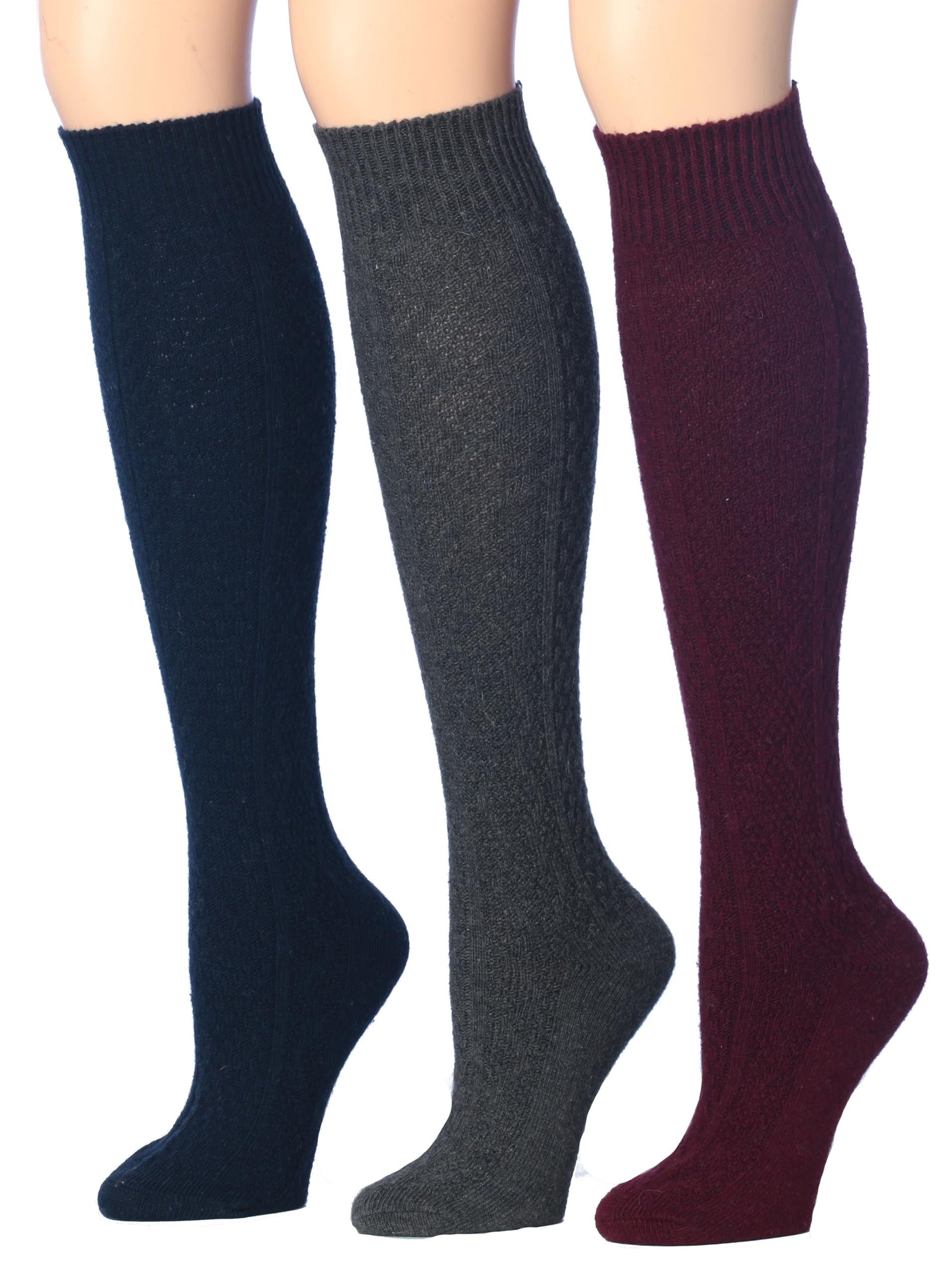 Tipi ToeWomen's 3 Pairs Ragg Marled Ribbed over the calf/knee high Wool-Blend Boot Socks