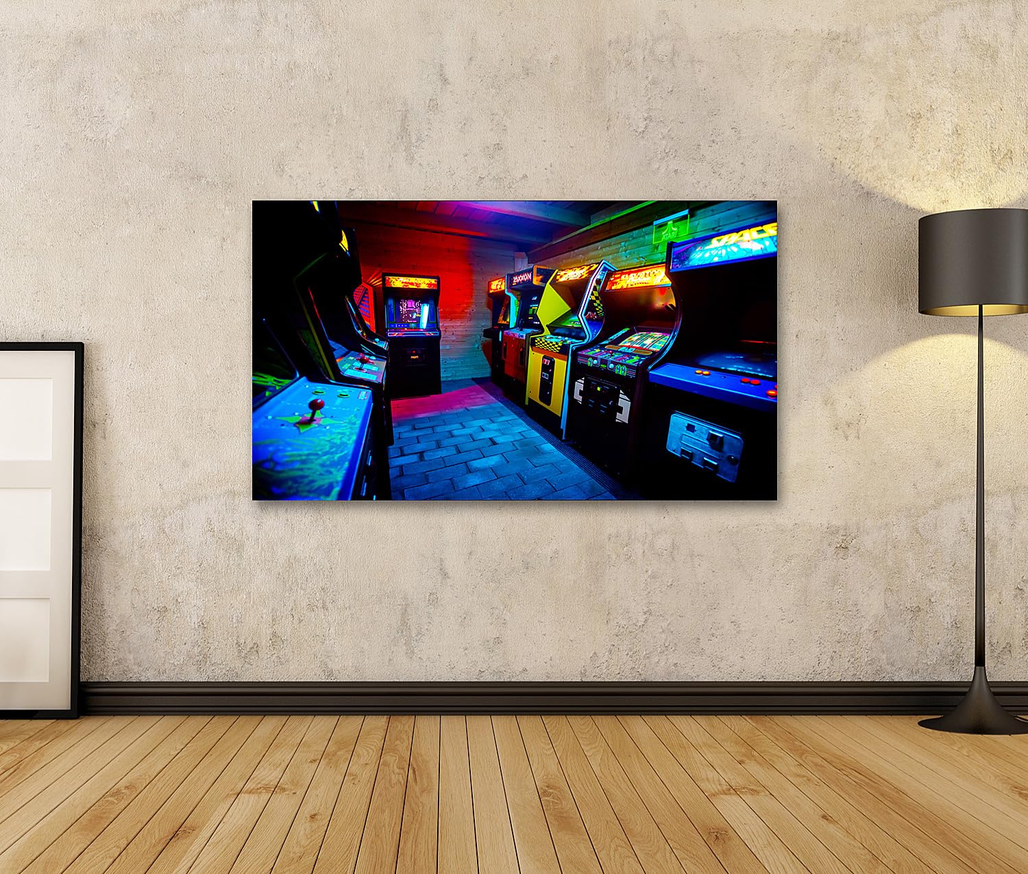 islandburner Prime Quadro su tela, sala giochi colorati slot, luci al neon, 100 x 57 cm