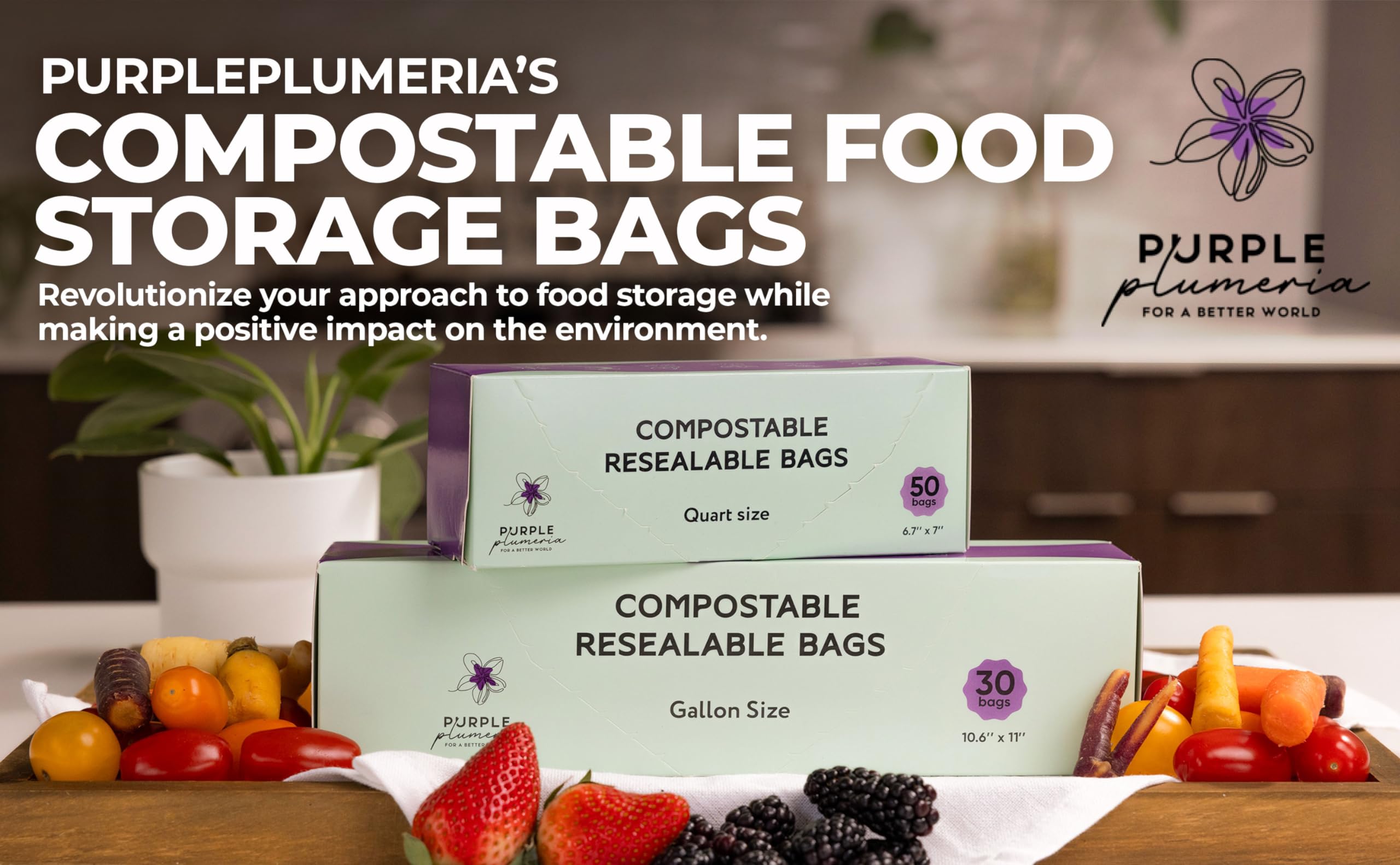 Bolsa con cremallera 100% compostable, a base biológica resellable, ecológica, segura para congelador, bolsas extra fuertes, bolsas de almacenamiento de alimentos, bolsas reutilizables a base de