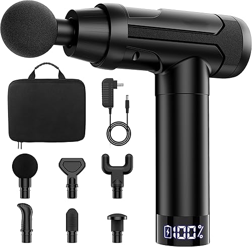 JiaSifu Pistola de masaje, pistola de masaje muscular de tejido profundo para atletas, masajeador muscular eléctrico de mano, dispositivo de masaje