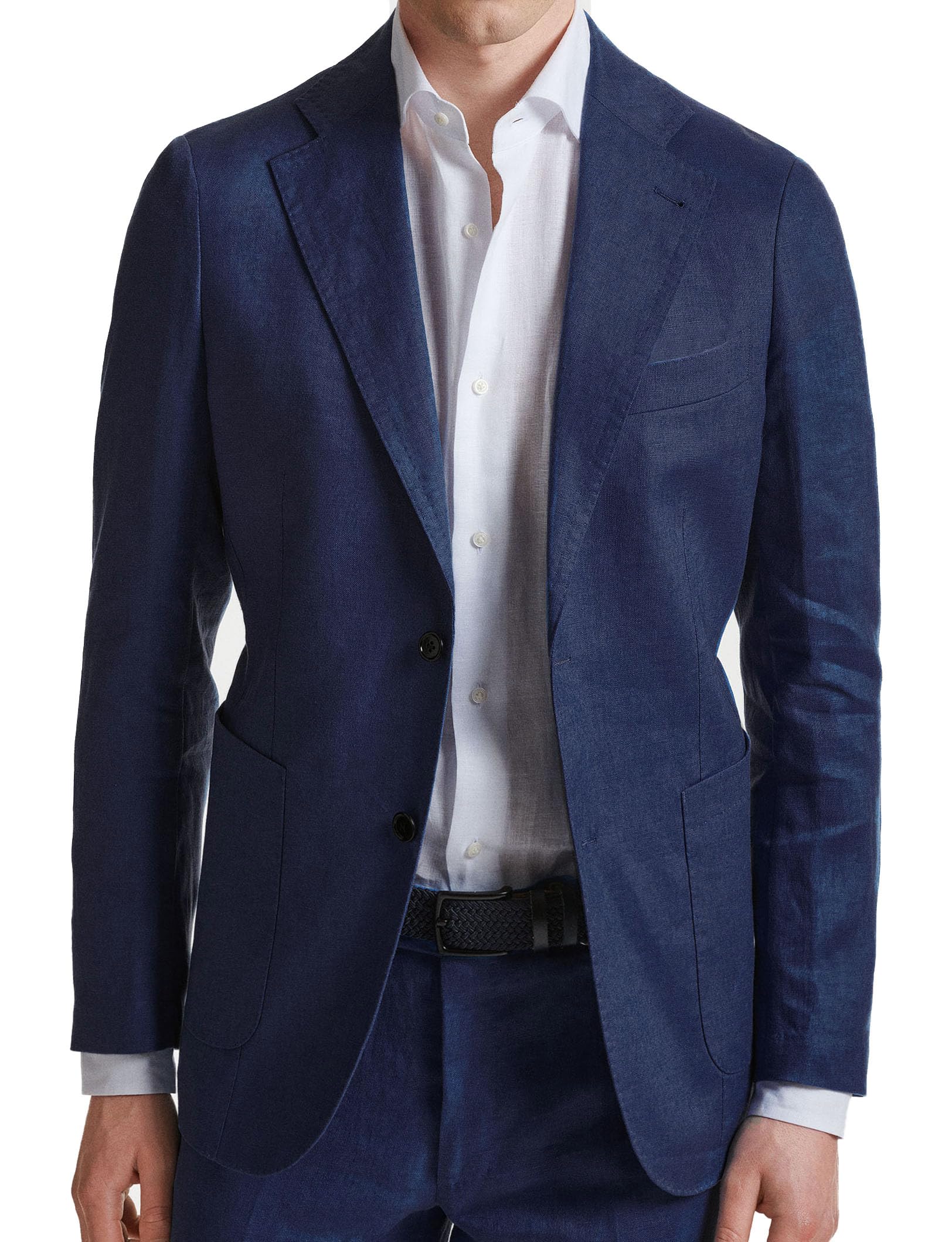 Evoga Giacca Uomo in Lino Blu Scuro Sartoriale Blazer Estivo Elegante Casual