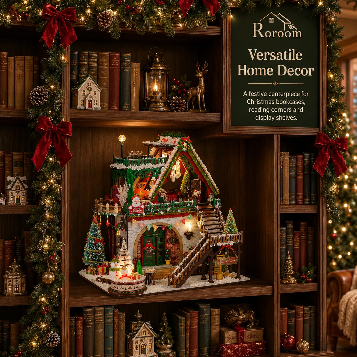 Roroom Kit fai da te in miniatura, kit per casa delle bambole innevata di