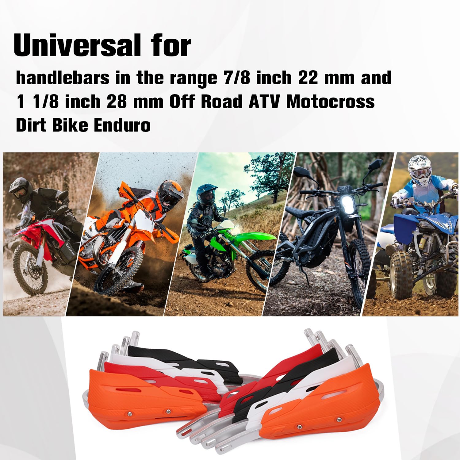 Protector Manos Universal Para Manillar 22/28 Mm – Aleación Aluminio Para Moto, Pit Bike, Dirt Bike, ATV Quad (Negro)