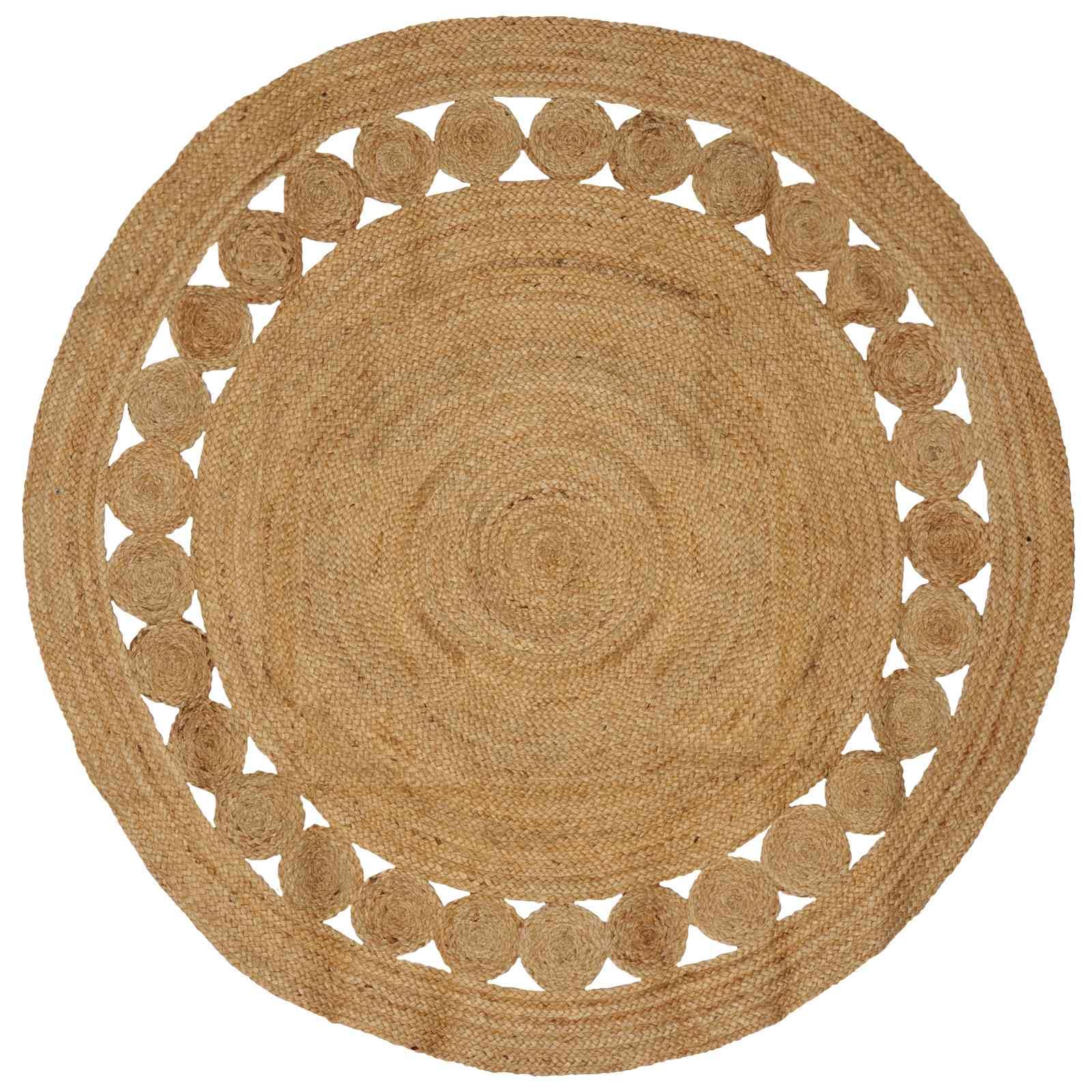 Tapis naturel en jute fini les taches avec ce grand rond lavable