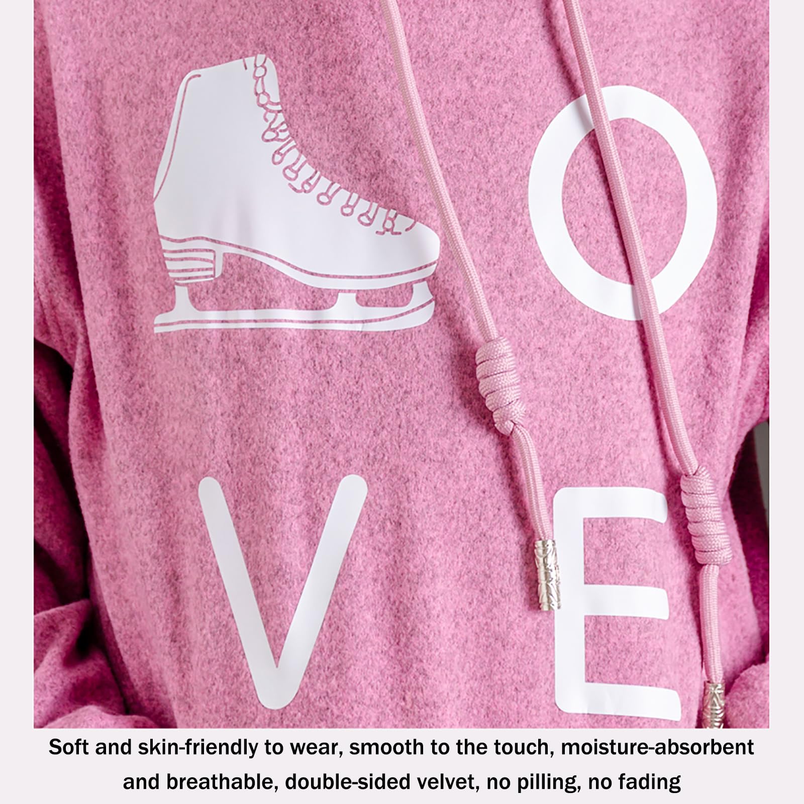 Set di Abbigliamento Sportivo per Pattinaggio Artistico Donne Giacca con Cappuccio e Pantaloni Tracksuits(Size:XL,Color:Rosa)