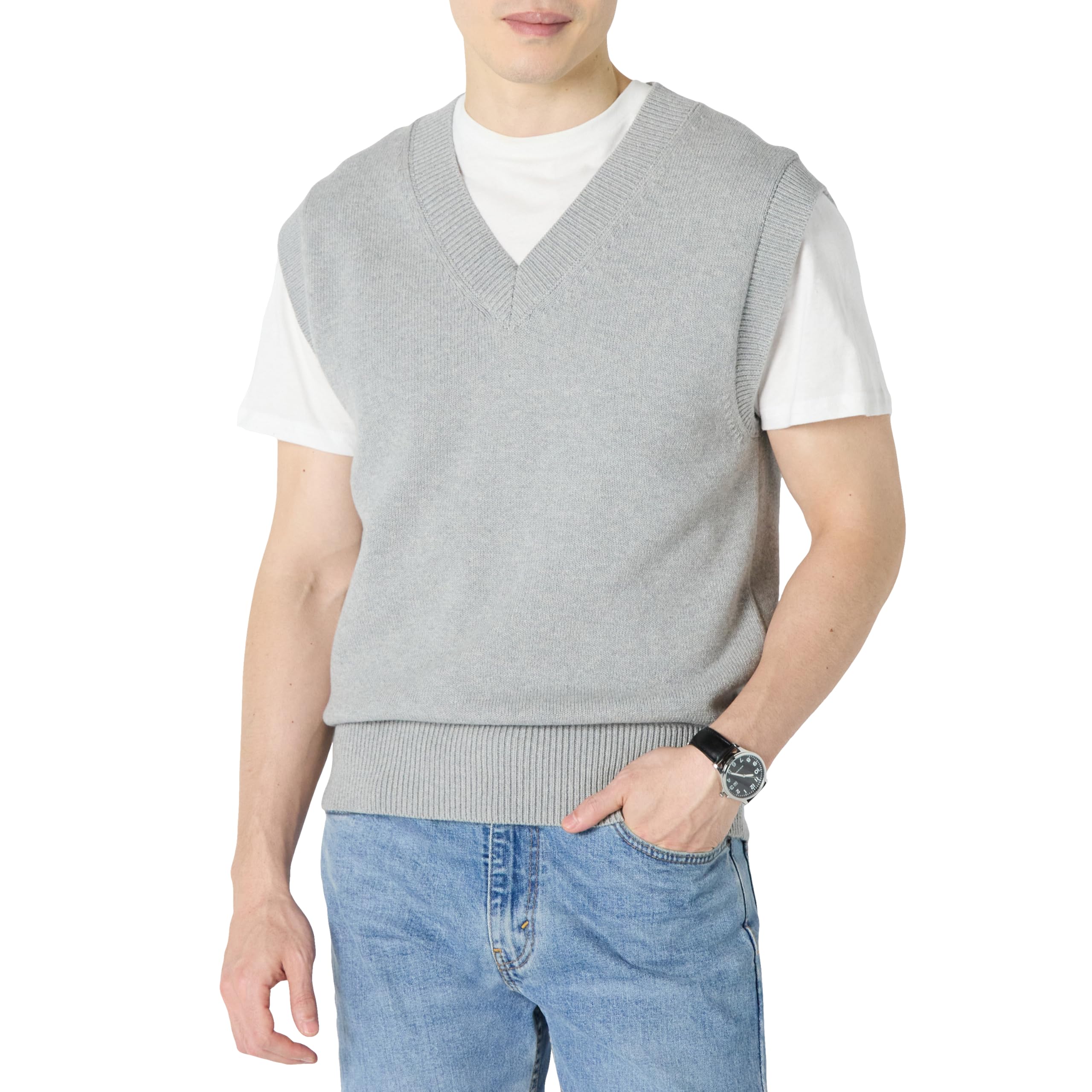 Amazon Essentials Uomo Gilet Smanicato con Scollo a V dalla vestibilità Rilassata