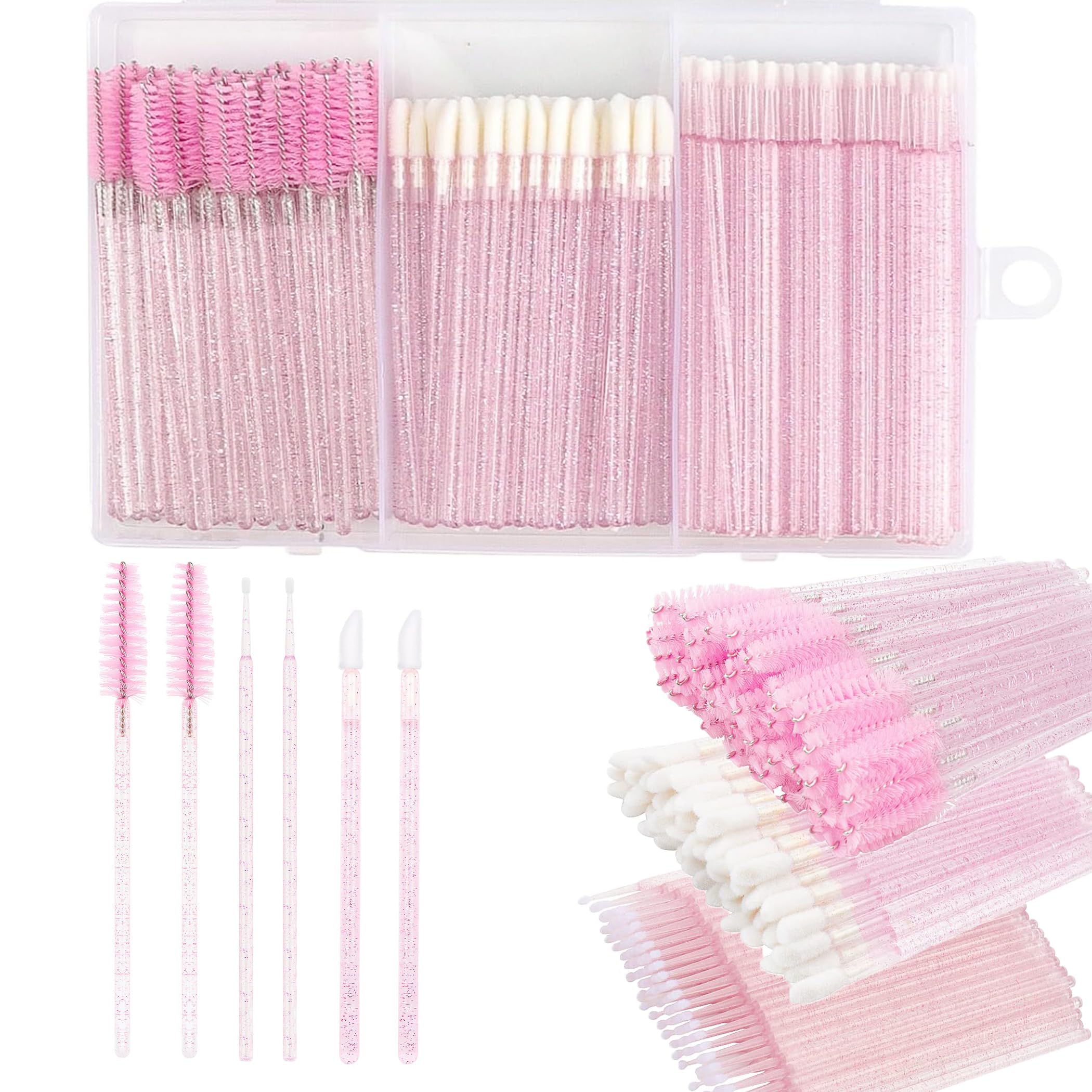 BUYBLIFE 200pcs Disposable Mascara Wands Lip Applicator Makeup Brush Sets