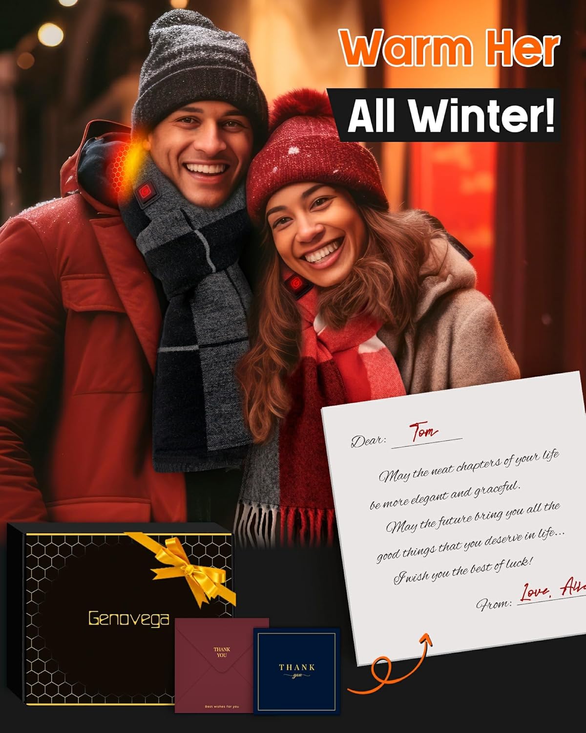 Heated Scarf Valentine Gifts Regalo Idea for Men Dad Husband Boyfriend Couple Brother Friend Hombre Papa Novio Who Have Everything Birthday Cumpleaños Navidad Anniversary Stress Relief Unique Bufandas - Image 2