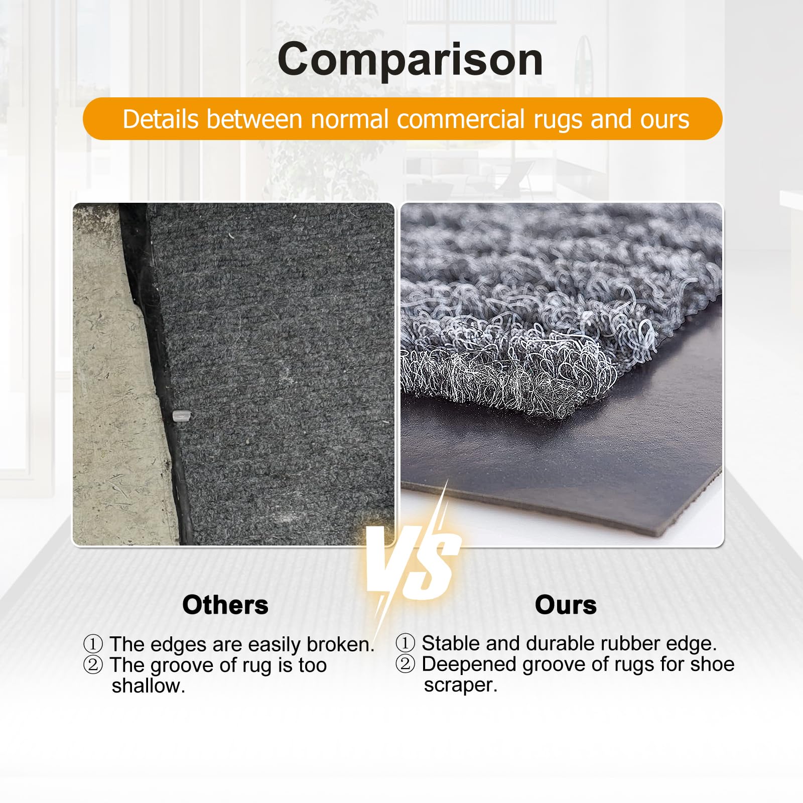 3x10 FT Extra Long Entrance Mat with Non Slip Rubber Backing, Indoor Outdoor Carpet Runner Rug for Entryway, Heavy Duty, Low Profile, Dirt Trapping and Moisture Guard(Charcoal Grey) — Amazon image 7