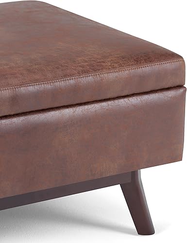 Miniatura 454 de SIMPLIHOME Owen - Bandeja rectangular moderna de mediados de siglo de 34 pulgadas de ancho, otomana pequeña para almacenamiento de mesa auxiliar, en