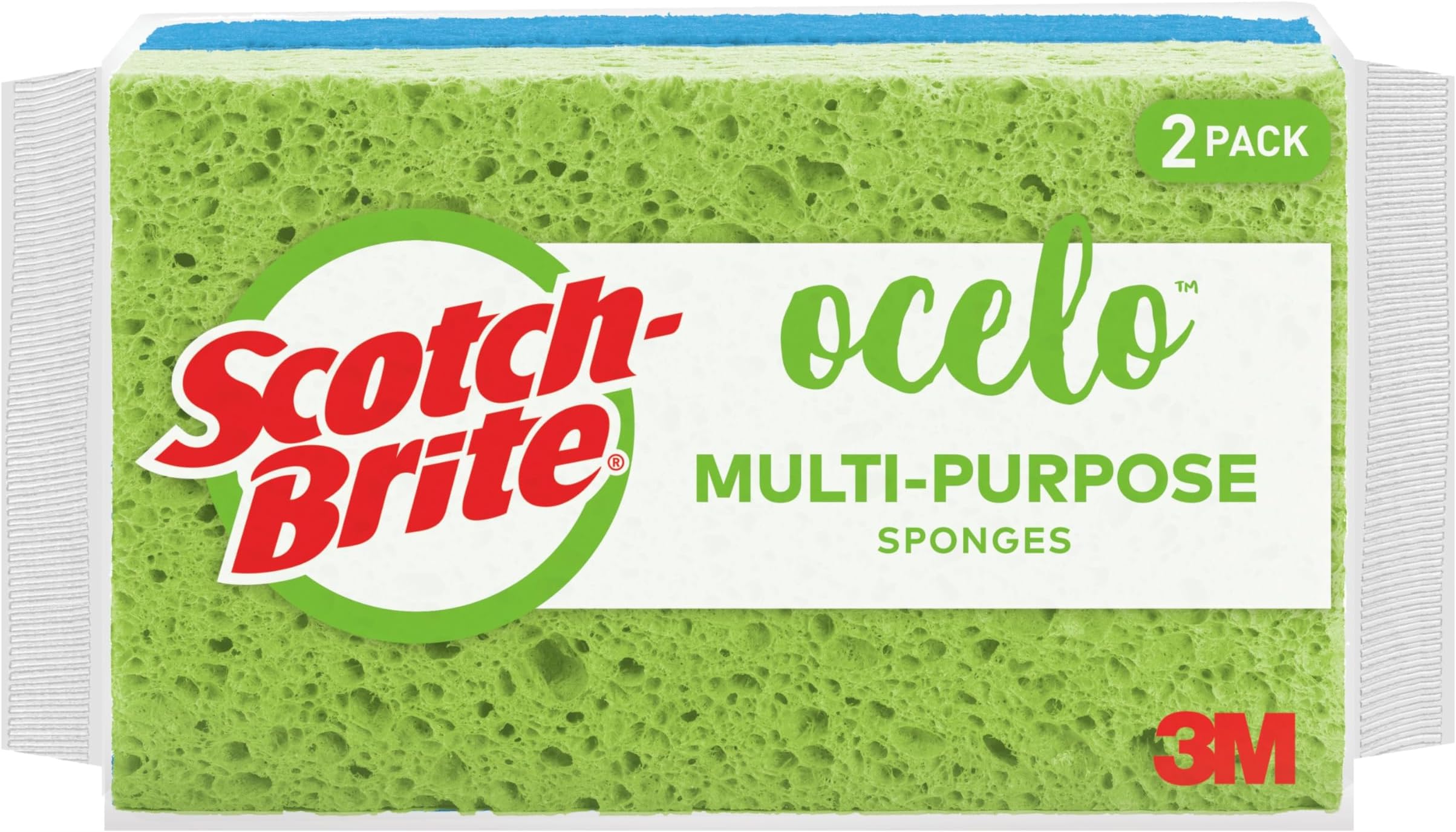 3m O-Cel-O Handy Utility Kitchen/Dish Sponge StayFresh Resists Bacterial Odors (2 Per Pack)