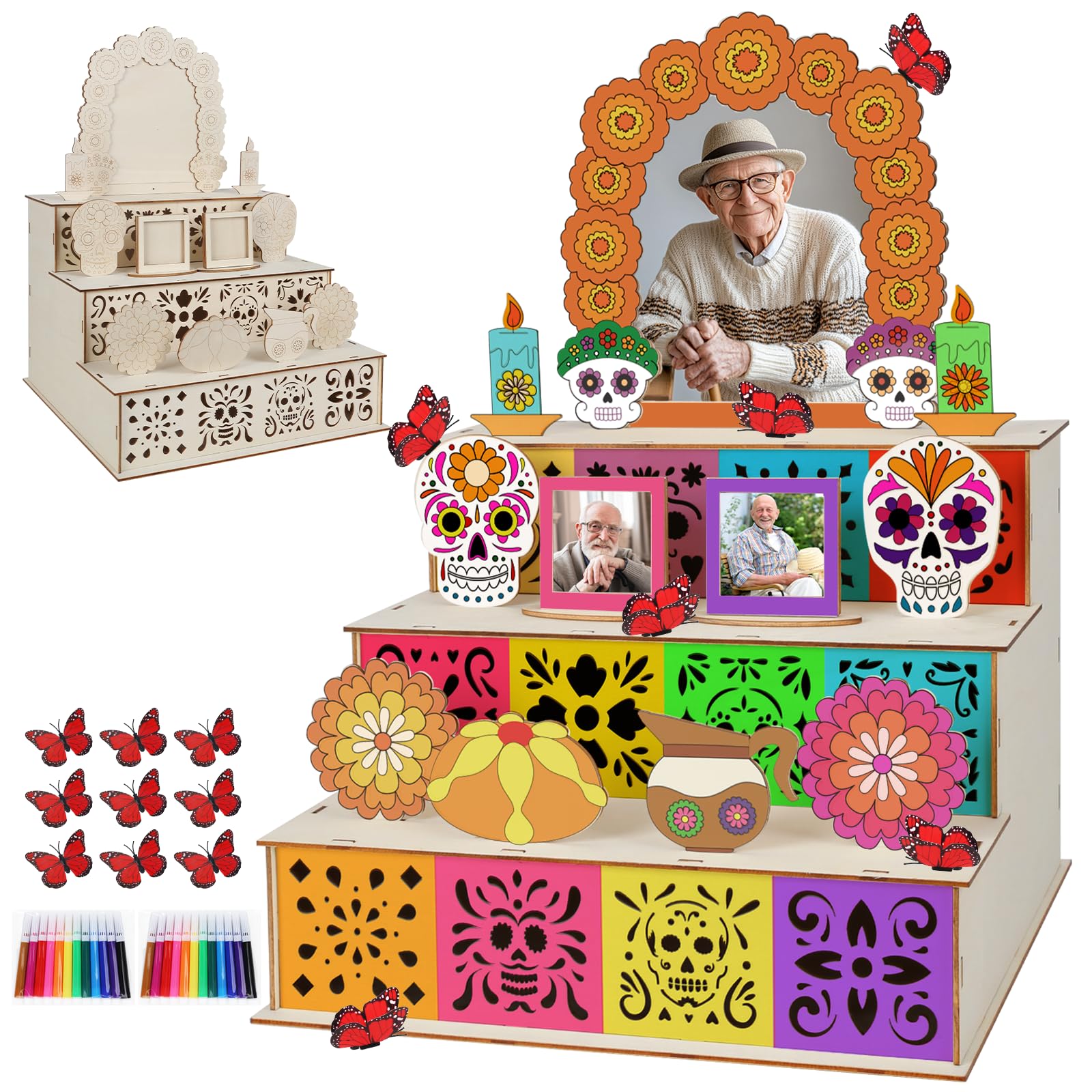 Fennoral Dia De Los Muertos - Kit di scatole in legno per altare