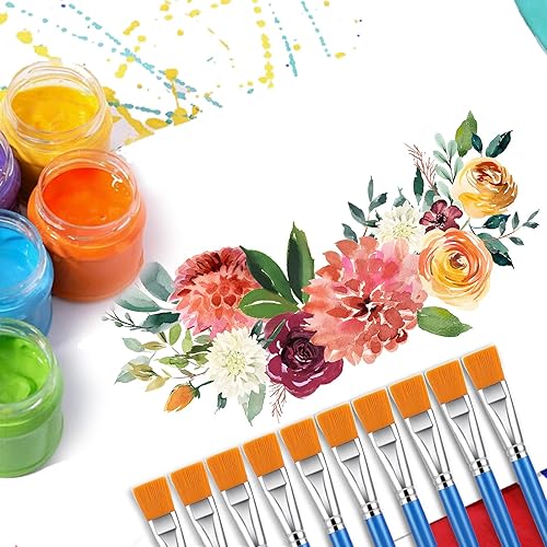 Miniatura 4 de 10 pinceles planos para pintura acrílica, pinceles de pintura artística de 1 pulgada, pincel de pintura artística para acuarela acrílica, pintura de