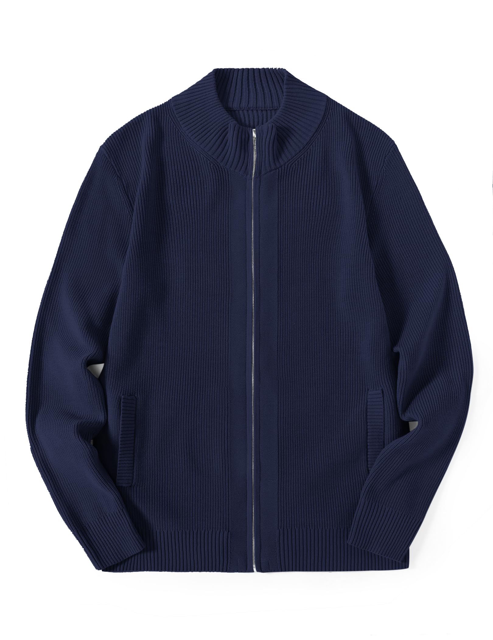 COOFANDY Cardigan à fermeture éclair pour homme - Coupe ajustée - Style décontracté - Col montant - Avec 2 poches avant