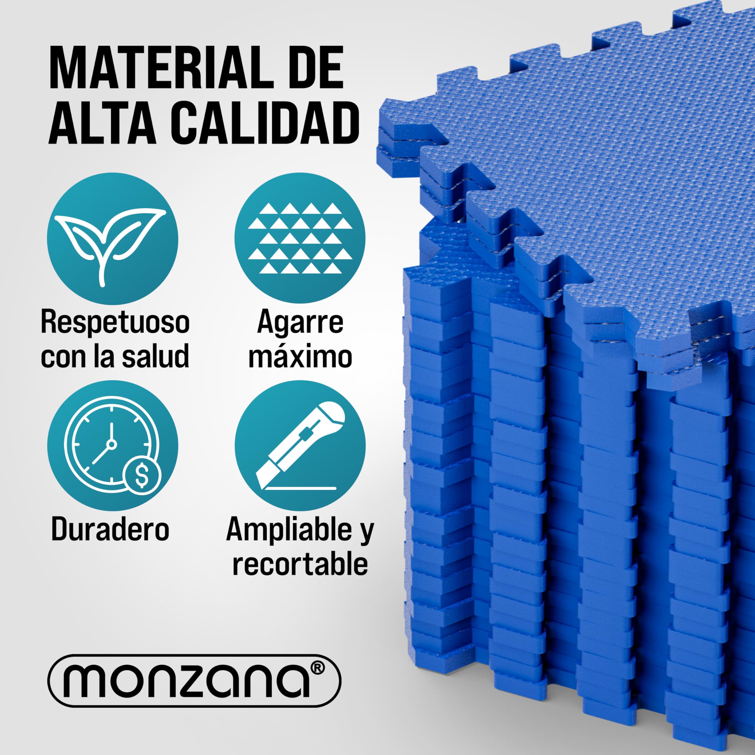 MONZANA® Esterillas Fitness Puzzle Set Goma EVA Protección Suelo Tatami Yoga Máquinas Piscina Deporte Gimnasio Alfombrilla Expandible Aislamiento Térmico Acústico 45x45cm 3,24m² Azul