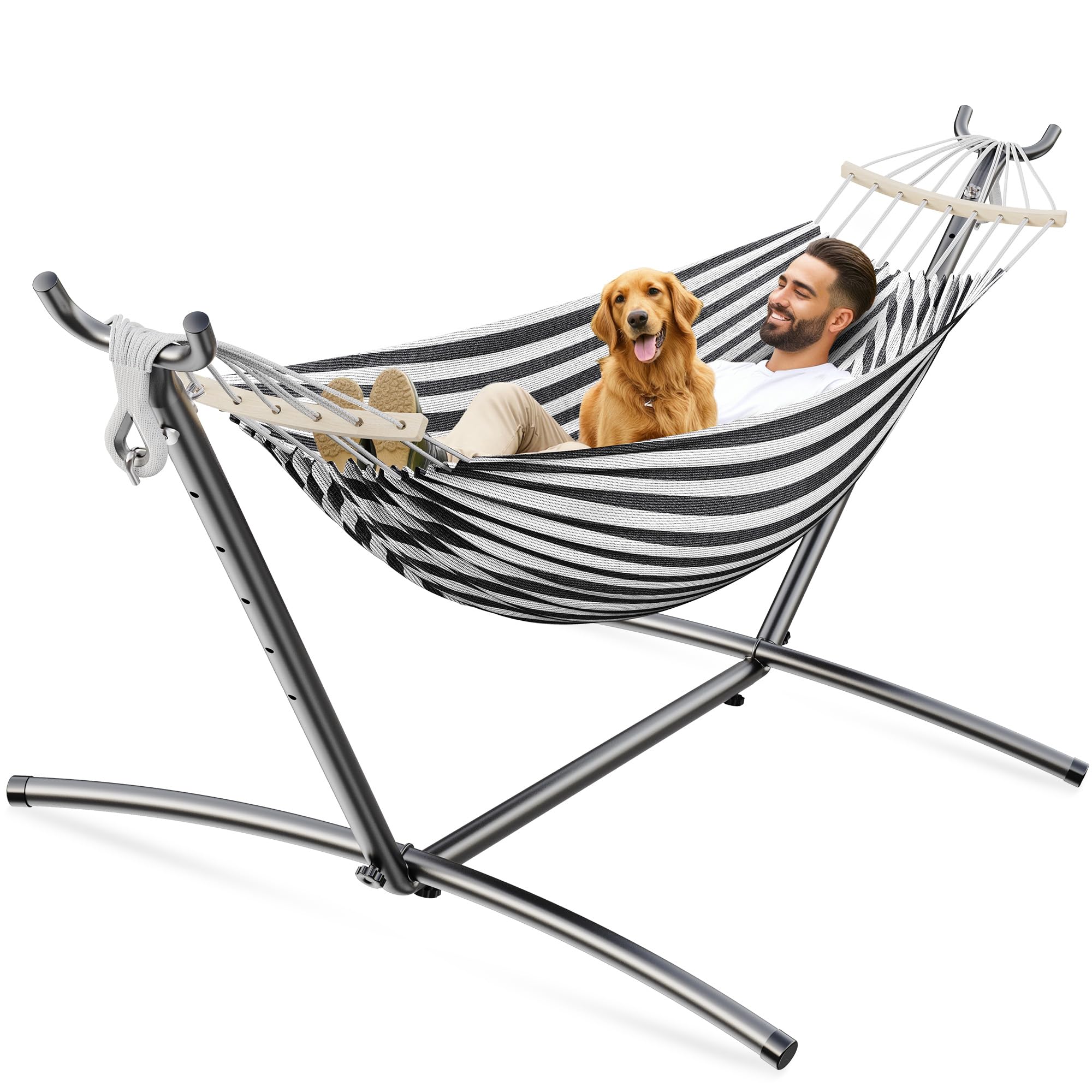 ANAGOO Double Hammock Heavy Duty Portable 500 lb Weight Capacity Perfect for Both Indoors and Outdoors 2 Person