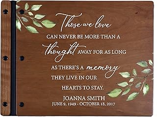 LifeSong Milestones Personalized Memorial Large Service Guest Book 13.37x10x0.75 Those We Love (Cherry) Loss of Loved One Solid Cherry Guest Sign in Registry Funeral Ceremony (Leaves)