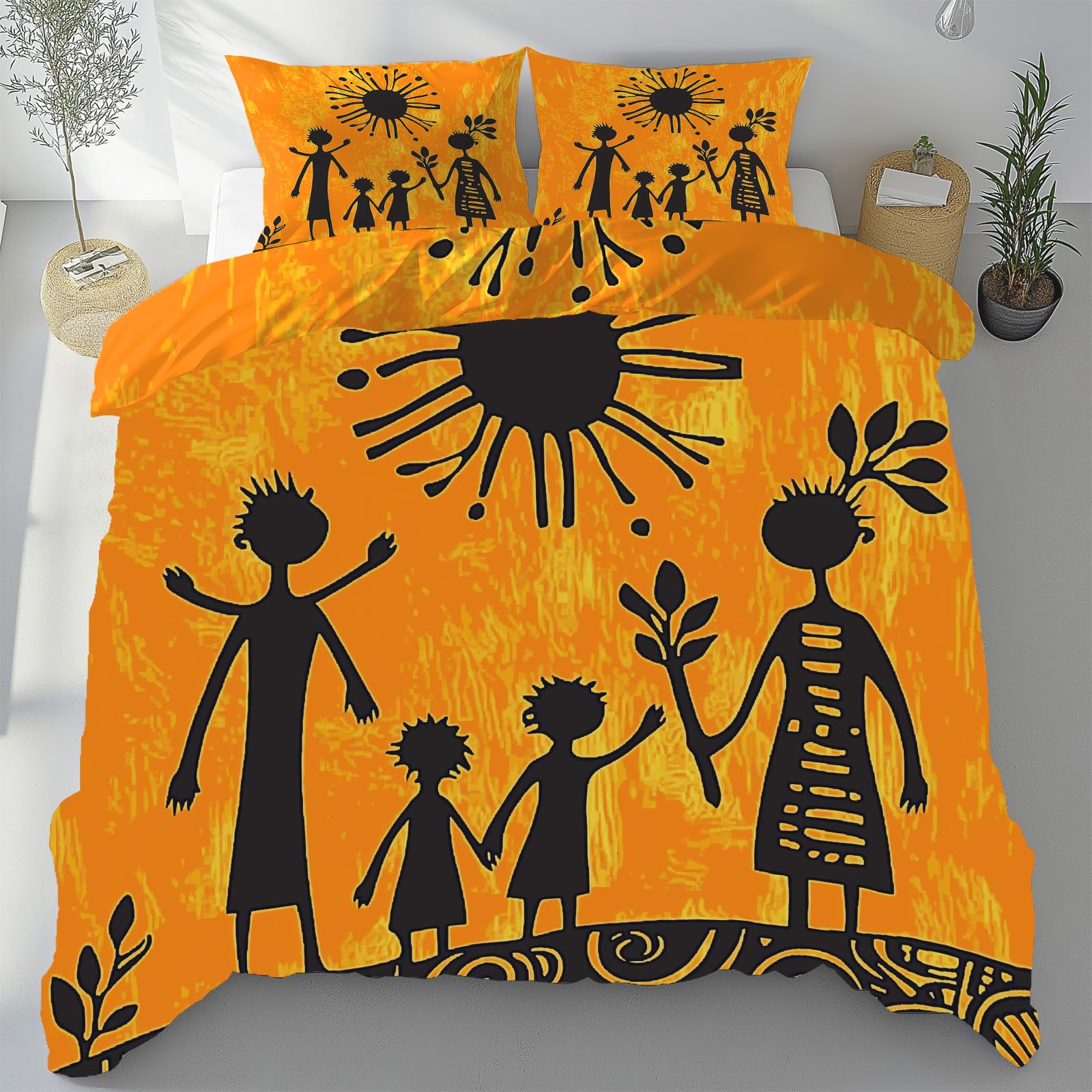 Housse de couette 240 x 260 microfibre premium au motif tribu africaine vintage