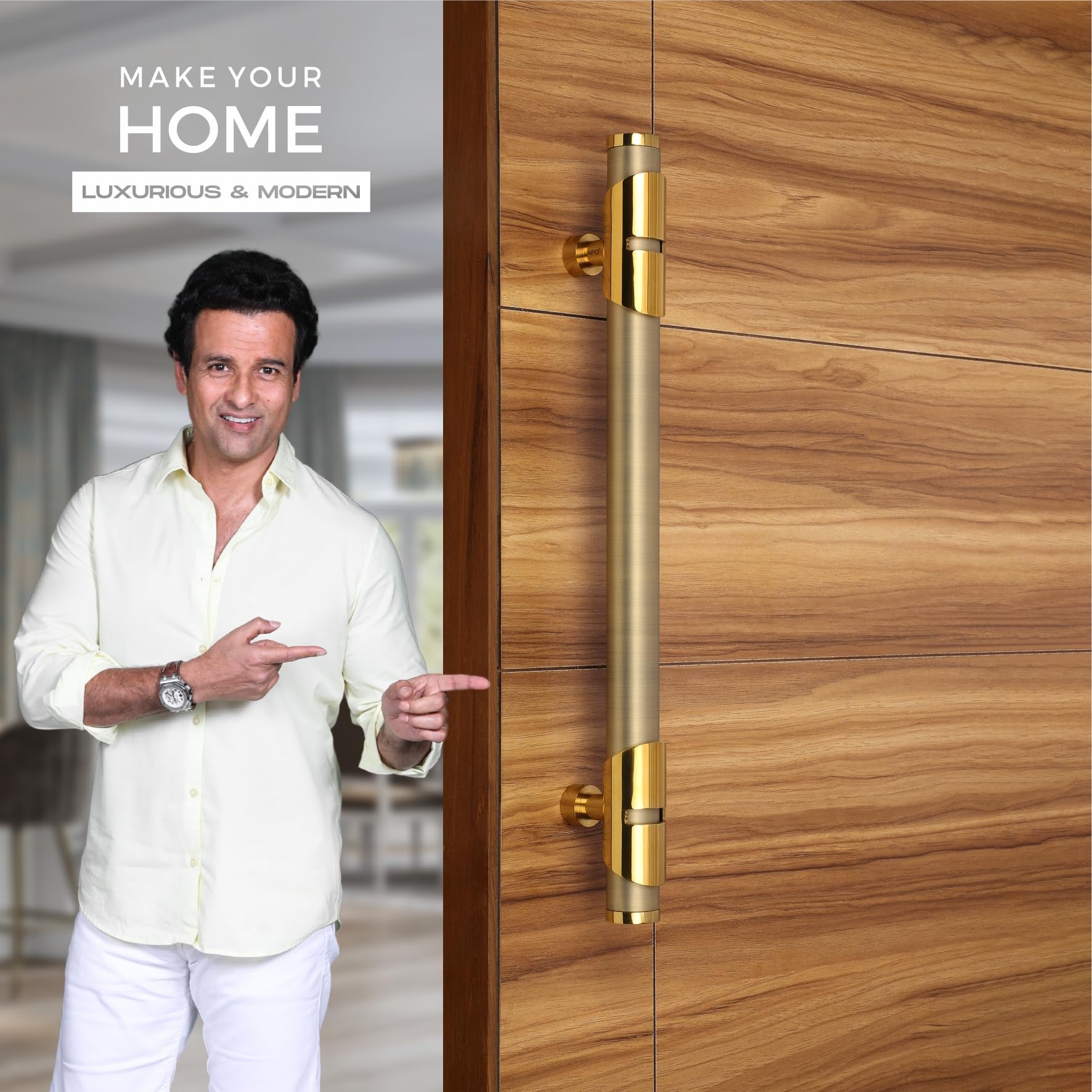 LAPO 36" Antique Gold Door Handle - Stainless Steel & Brass -2 LAPO 36" Antique Gold Door Handle - Stainless Steel & Brass -2