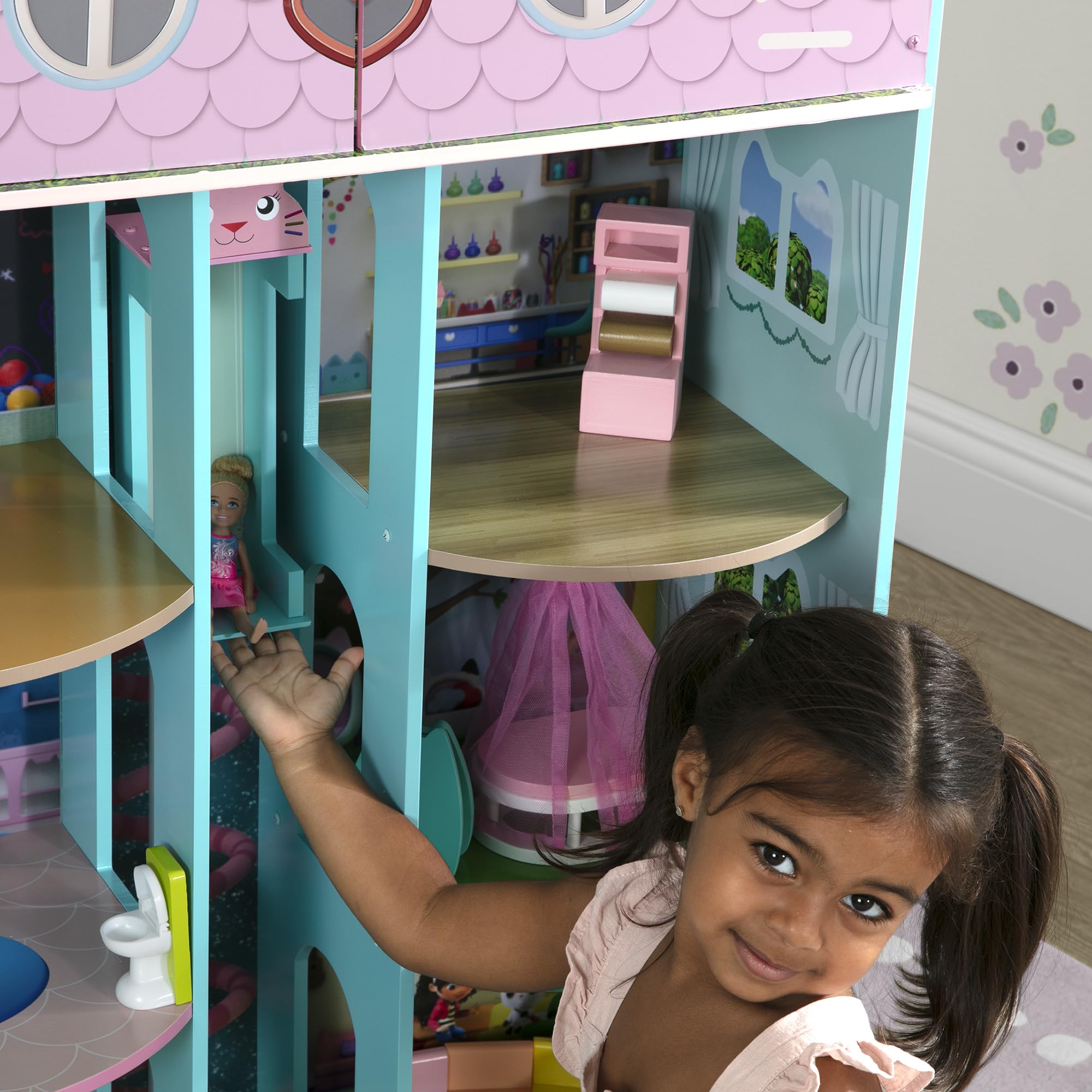 Gabby’s Dollhouse Purrfect Playhouse by Delta Children – Features Sounds & Light Up Ears - Includes 20 Accessories - Fits 8-inch Dolls - Pretend Play Dream Gift for Ages 3