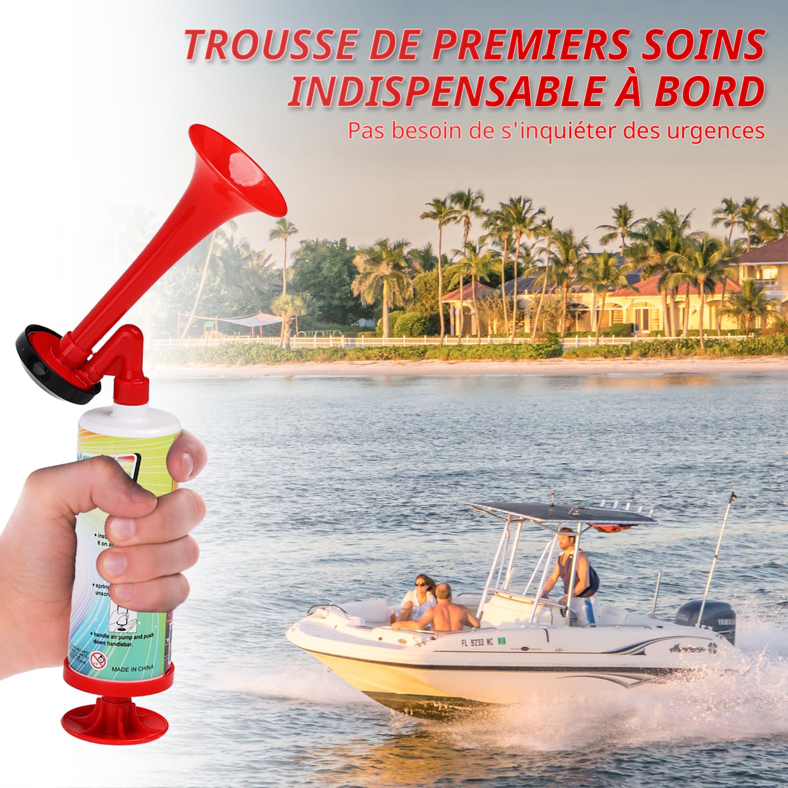FARBIN Corne de Bateau Corne de Brume Pompe à Main Trompette Stade Klaxons à Air Klaxon de Pompe à Klaxon à Air Portable Fête pour Stade événements Sportifs Graduation (grande ABS corne 2pcs）