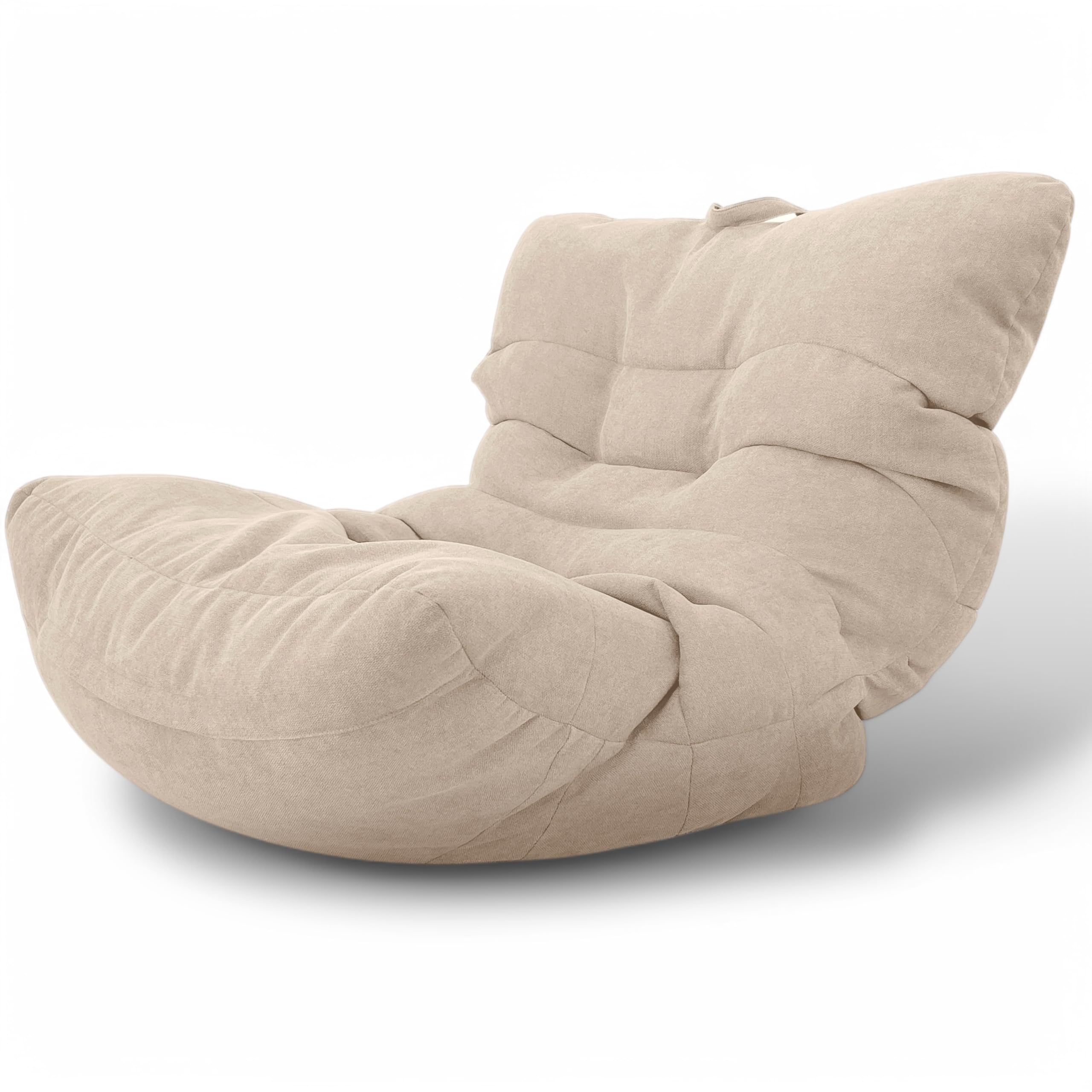 Aiire Luxury Bean Bag for Living Room or Bedroom – Large Pouf Lounge with Filling – Modern Bean Bag Chair Chair for Adults or Teens – Comfortable XXL Floor Cushion Beige