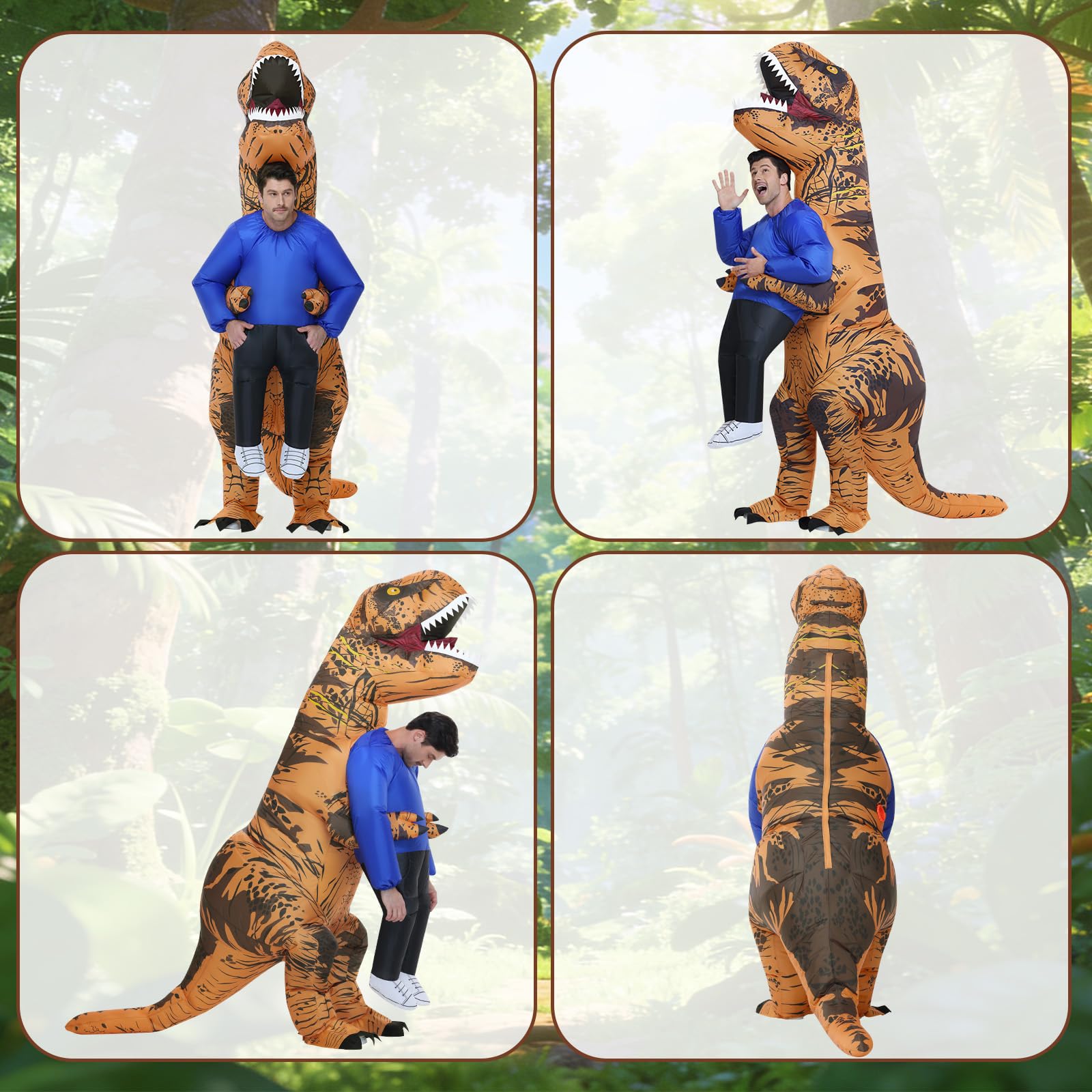 Poptrend Nadmuchiwany kostium dinozaura, dla dorosłych, nastolatków, dzieci, na Halloween, zabawny kostium uprowadzenia dinozaura, na imprezę, cosplay, fantazyjny kostium, dla mężczyzn i kobiet