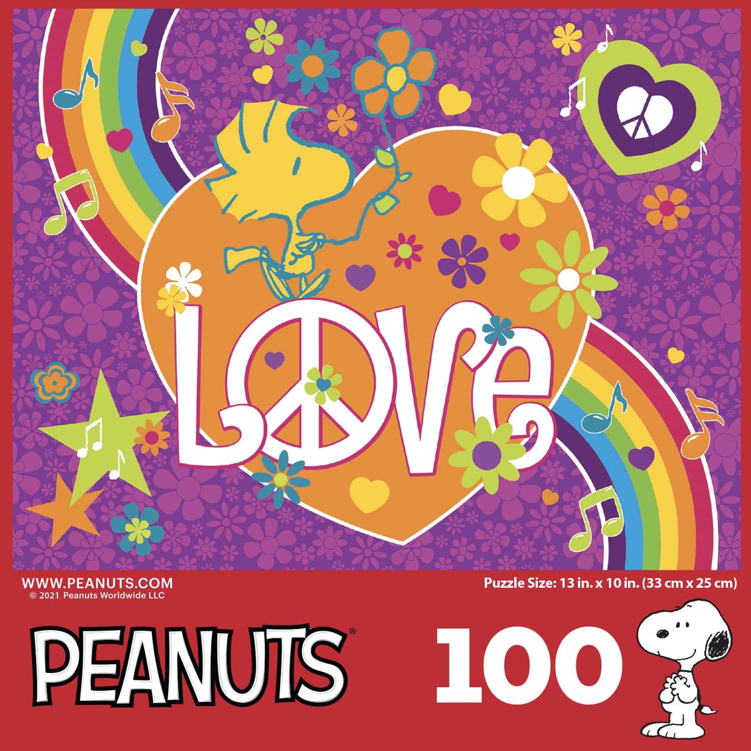 Amazon.com: RoseArt - Peanuts - Woodstock Love - 100 Piece Jigsaw