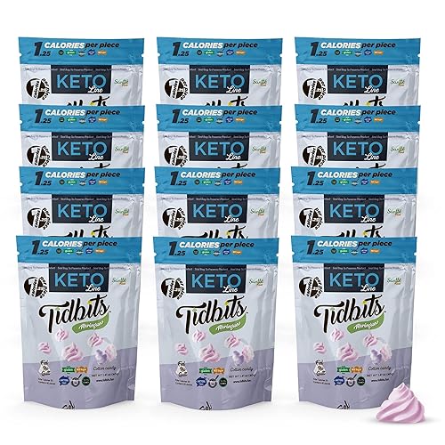TIDBITS FUN BITES Meringues - Paquete de 12 bocadillos saludables de algodón con sabor a azúcar, bajo en carbohidratos, bajo en calorías, sin