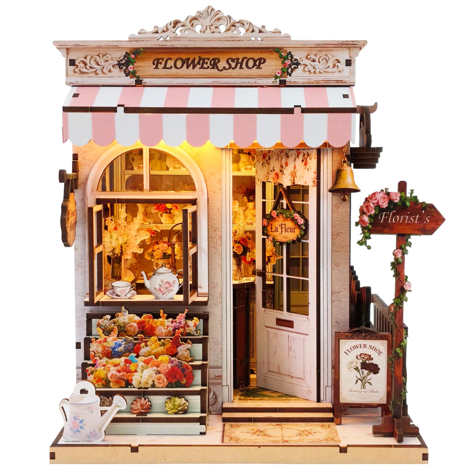 Lycidae Book nook kit- DIY Flower Shop Miniature Dollhouse Kit, Booknook