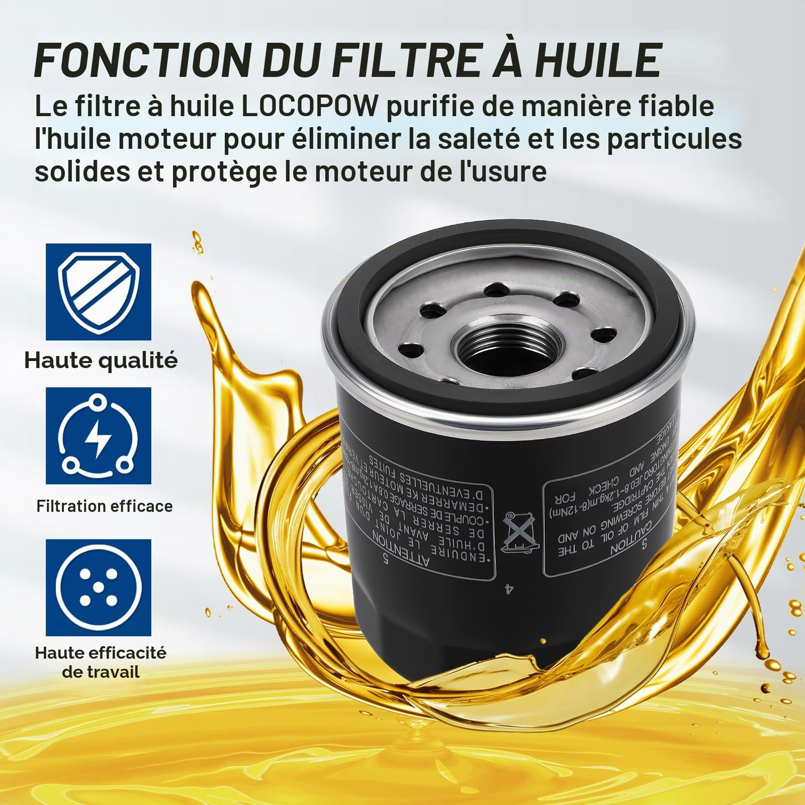LOCOPOW F115 Filtre à huile pour Yamaha 5GH-13440-71-00 5GH-13440-00-00 5GH-13440-70-00 3R0076150M 18-7911-1 F100 F15 F25 F30 F40 F50 F60 F70 F75 F80 Yamaha, Honda, et Nissan/Tohatsu 9.9-115 HP