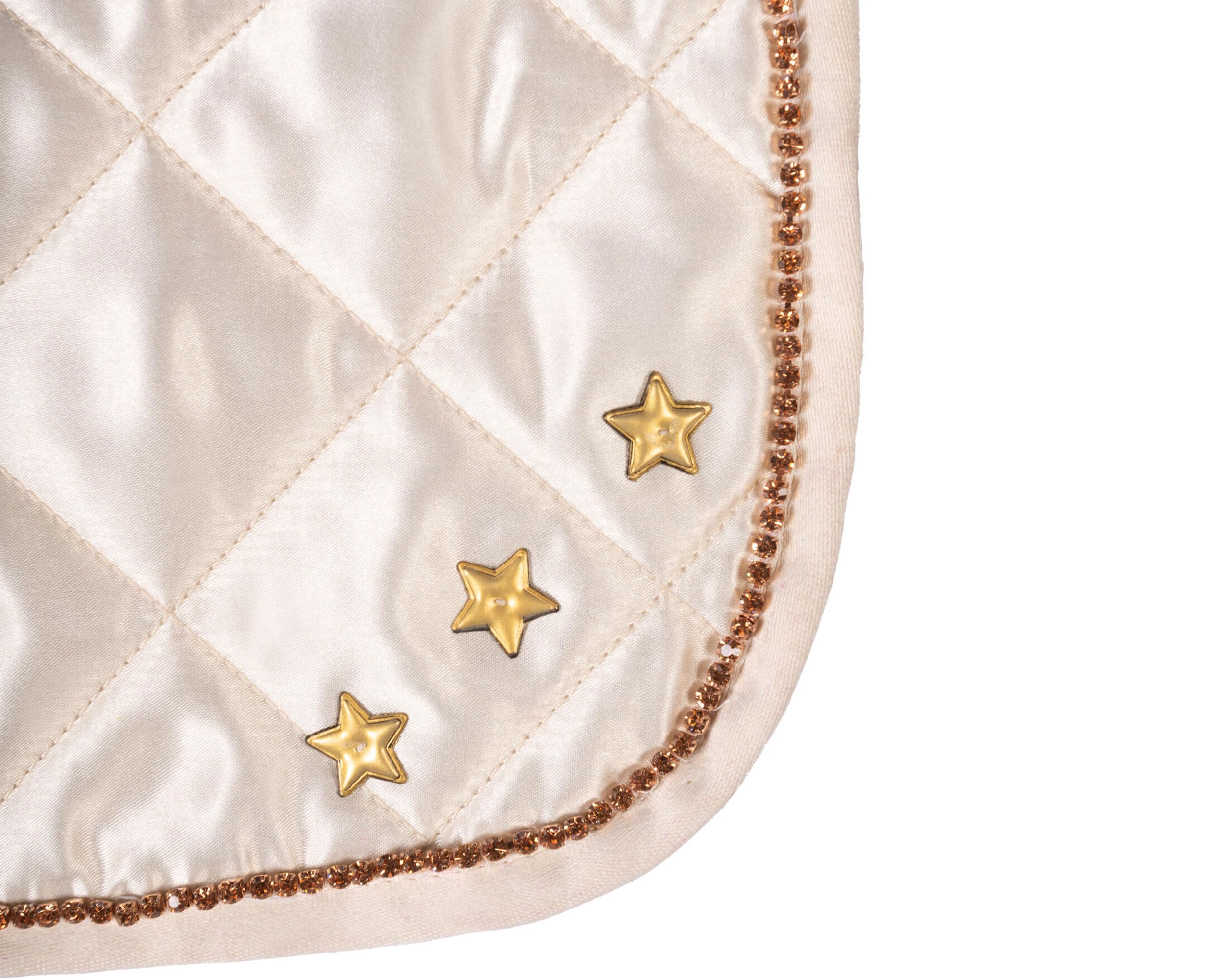 Brama West HKM Hobby Horse Premium Set – Steckenpferd mit Premium Decke & Fliegenhaube in Beige – mit Glitzersteinen & Stickerei – Kinder Hobby Horsing (Dunkelfuchs/Beige)