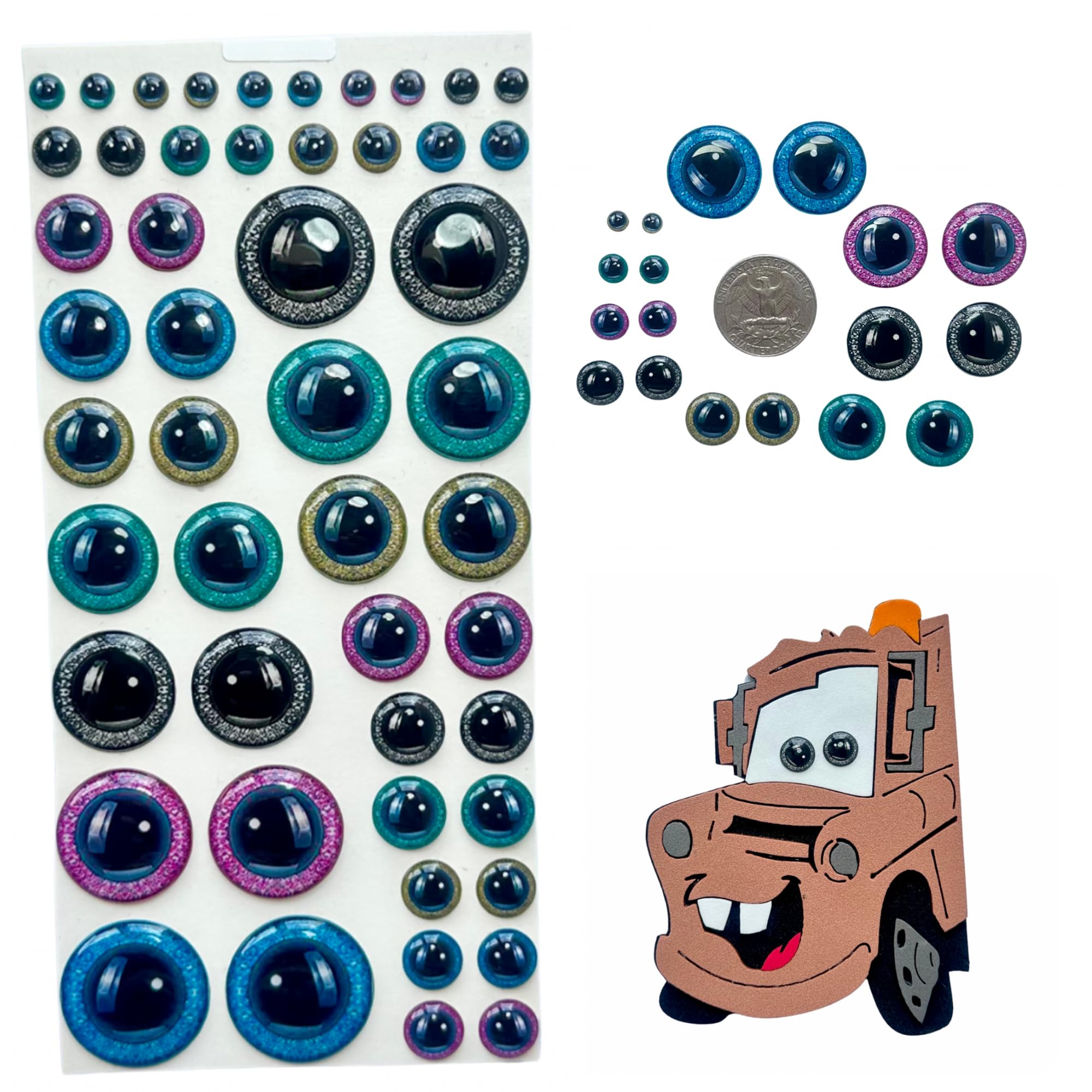 50 Pcs 3D Resin Googly Eyes 3D Printed Glitter Glitter Eyes (25 Pairs, 5-22mm) for Polymer Clay, Slime, Dolls & Crafts-image-40