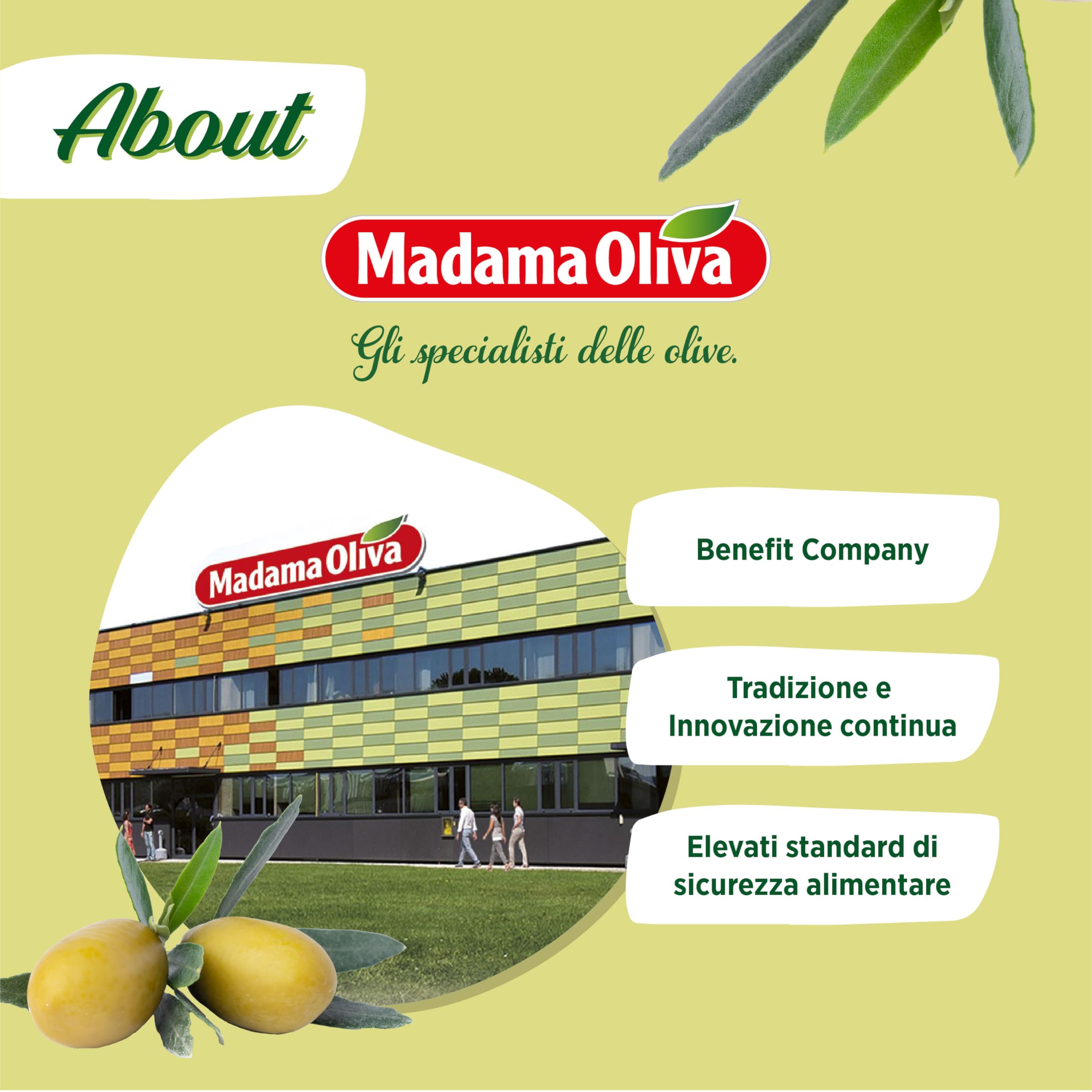 MADAMA OLIVA, Olive Castelvetrano Dolci Verdi, Sapore Unico e Fruttato, Snack Ideali per Antipasti a Base di Formaggi e Salumi, Insalate Verdi, 100% Made in Italy, 6 x 250 gr