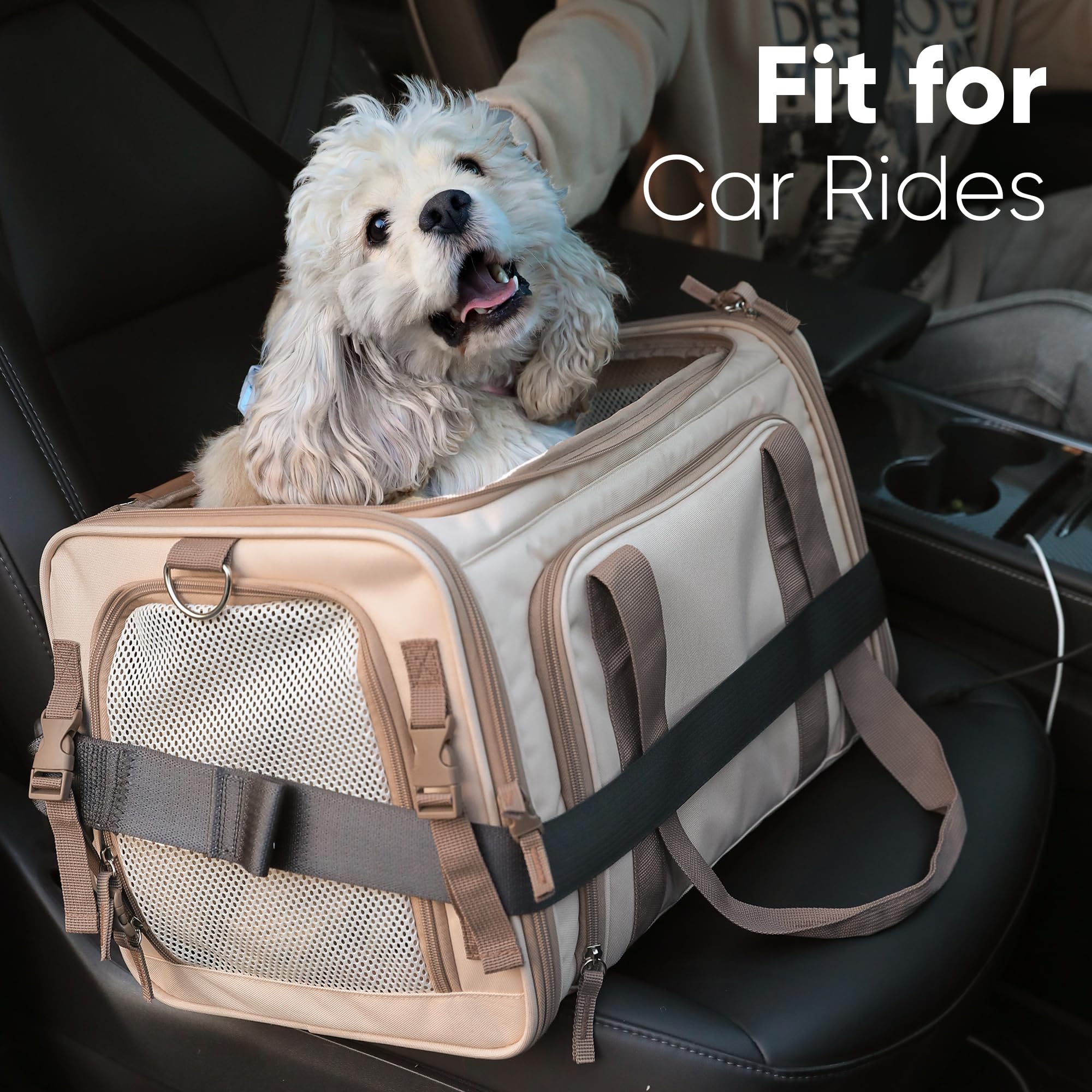 FUKUMARU Expandable Cat Carrier, 18x11x11 Soft Cat Travel Carrier, Ventilate Airline Approved Dog Carrier, Durable Small Dog Carrier with Anti-Scratch Mesh, Escape-Proof Pet Carrier for Cat, Pink - image 6