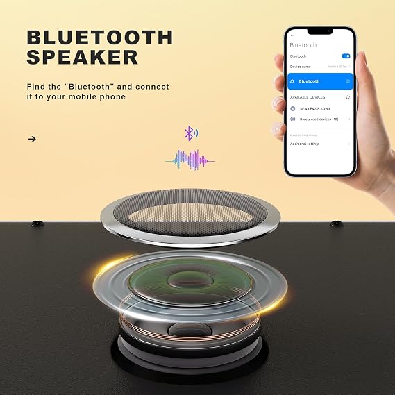 Hasipu Vanity Mirror with Lights and Bluetooth Speaker, 10.6 x 13.8 LED Makeup Mirror with 10X Magnification, Smart Touch 3 Colors Dimmable, Brightness Adjustment, 360 Rotation, White