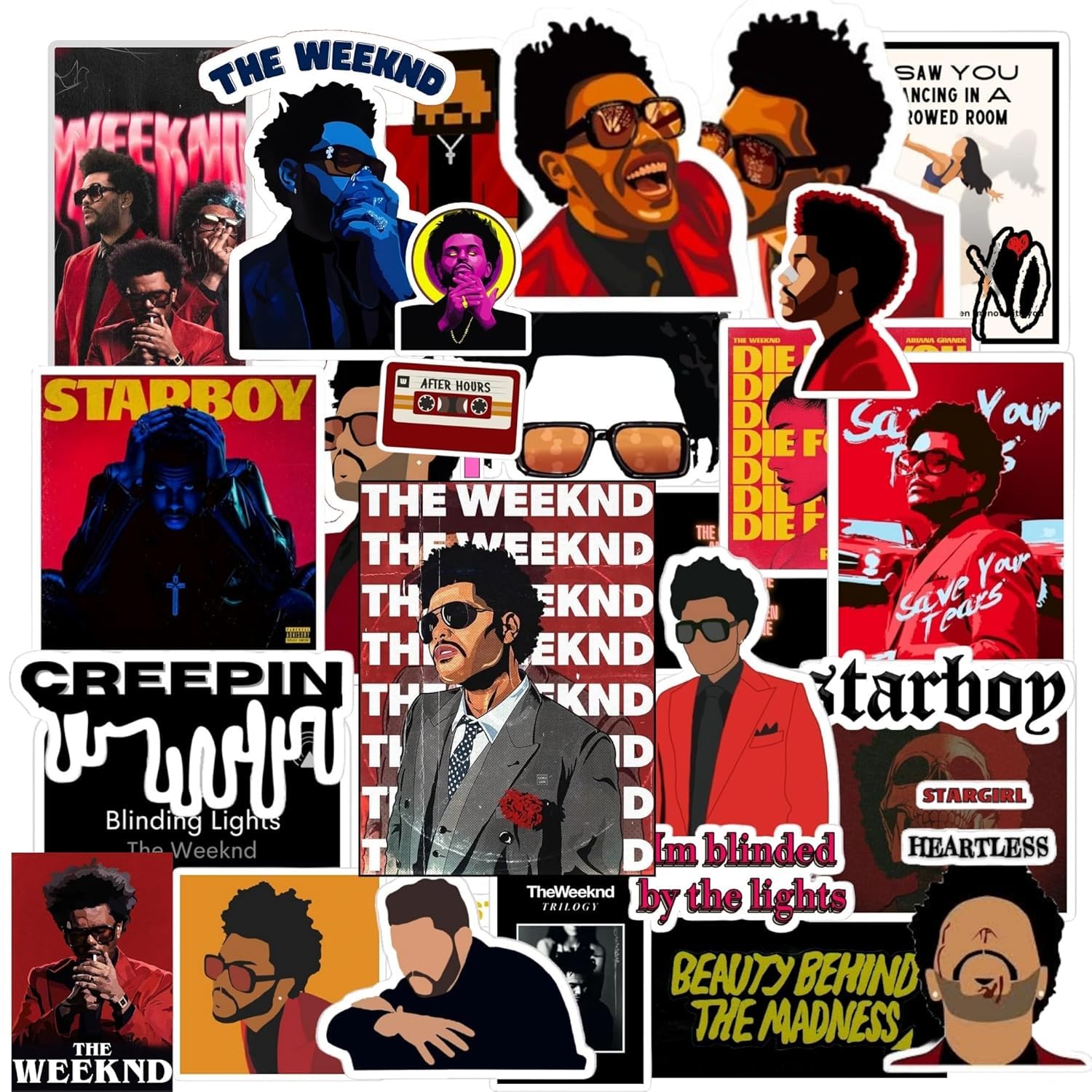 40 Weeknd Aesthetic Sticker Set for Laptop/Mobile/Dairy Etc. (40 Pcs)-Self-Adhesive for Laptop/Mobile/Guitar/Scrapbook/Journal etc. (The Weeknd)
