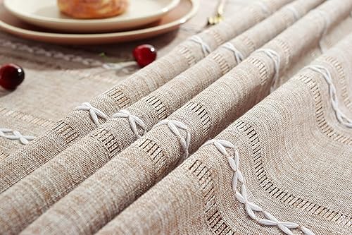 Miniatura 6 de Chassic - Mantel de lino con estilo rústico de granja de 54 x 72 pulgadas, mantel resistente a las arrugas y lavable para mesas de comedor pequeñas