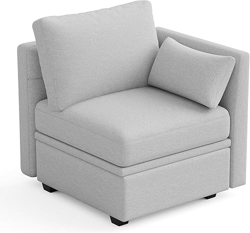 Miniatura 35 de Sofá cama modular seccional, sofá cama reversible, sofá cama modular de 6 asientos con almacenamiento y diván, sofás para sala de estar, gris claro